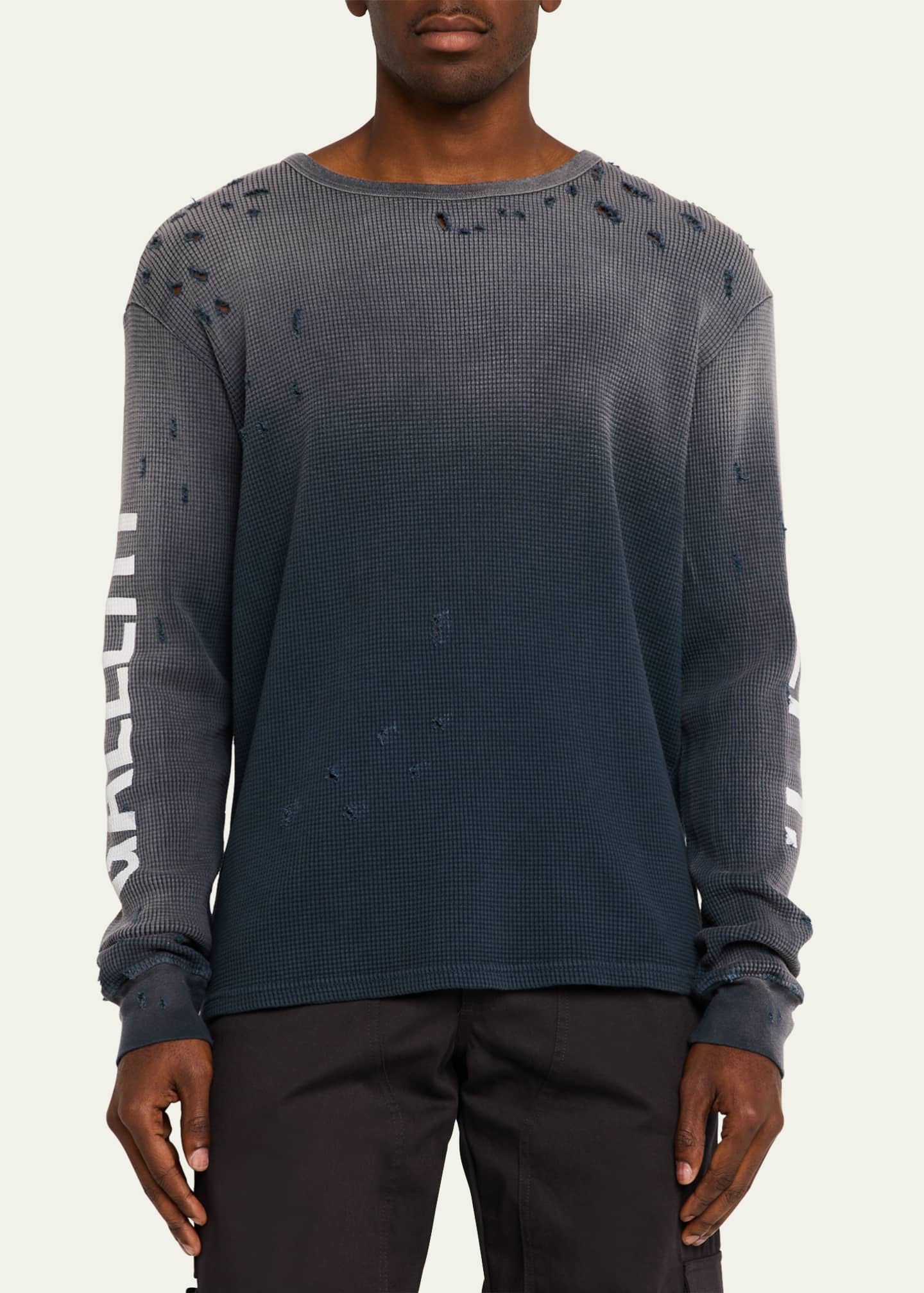 GALLERY DEPARTMENT Men's Distressed Waffle Logo Thermal Shirt Image 4 of 5