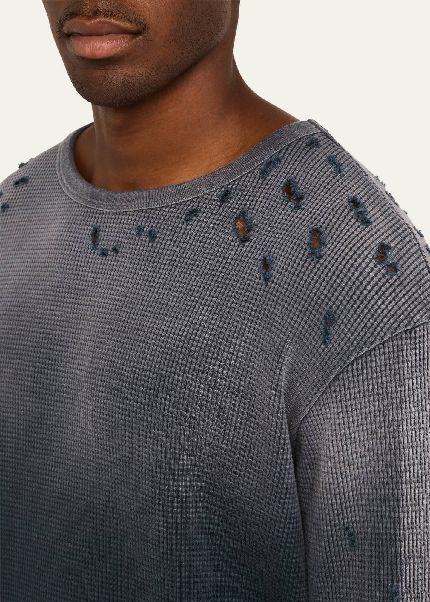 GALLERY DEPARTMENT Men's Distressed Waffle Logo Thermal Shirt Image 5 of 5