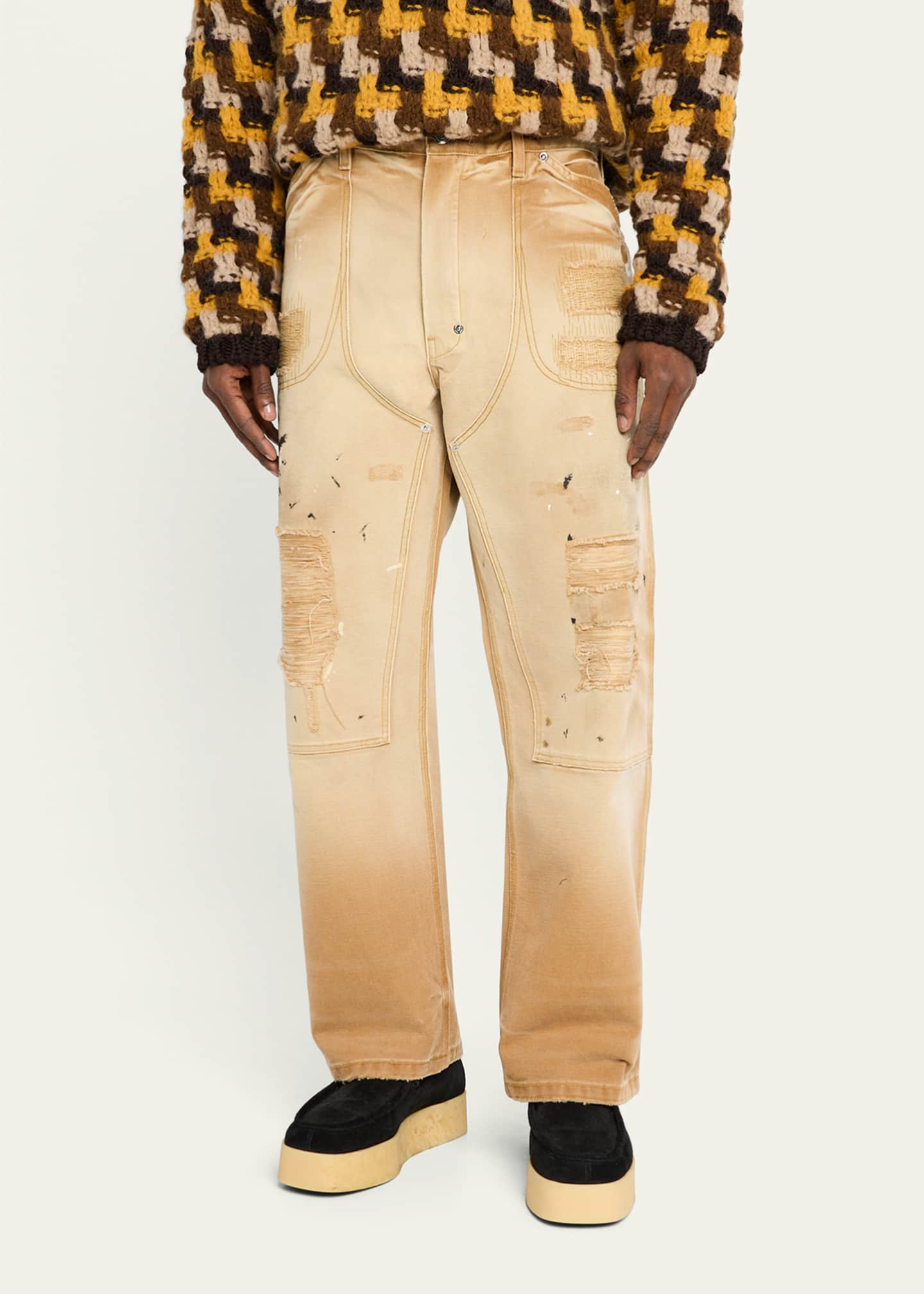 PERSTEP正規品★24AW★Deft dyeing carpenter pants 1129-5 - 14oz Sulfur Dye Heavy Oxford Work Pants - Olive
