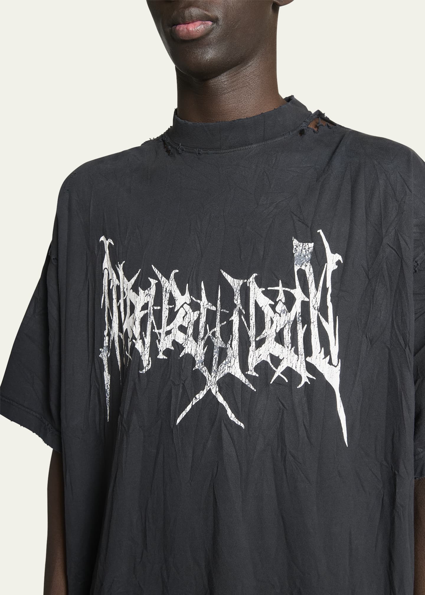 Balenciaga Men's Metal Logo Washed Jersey T-Shirt Image 5 of 5
