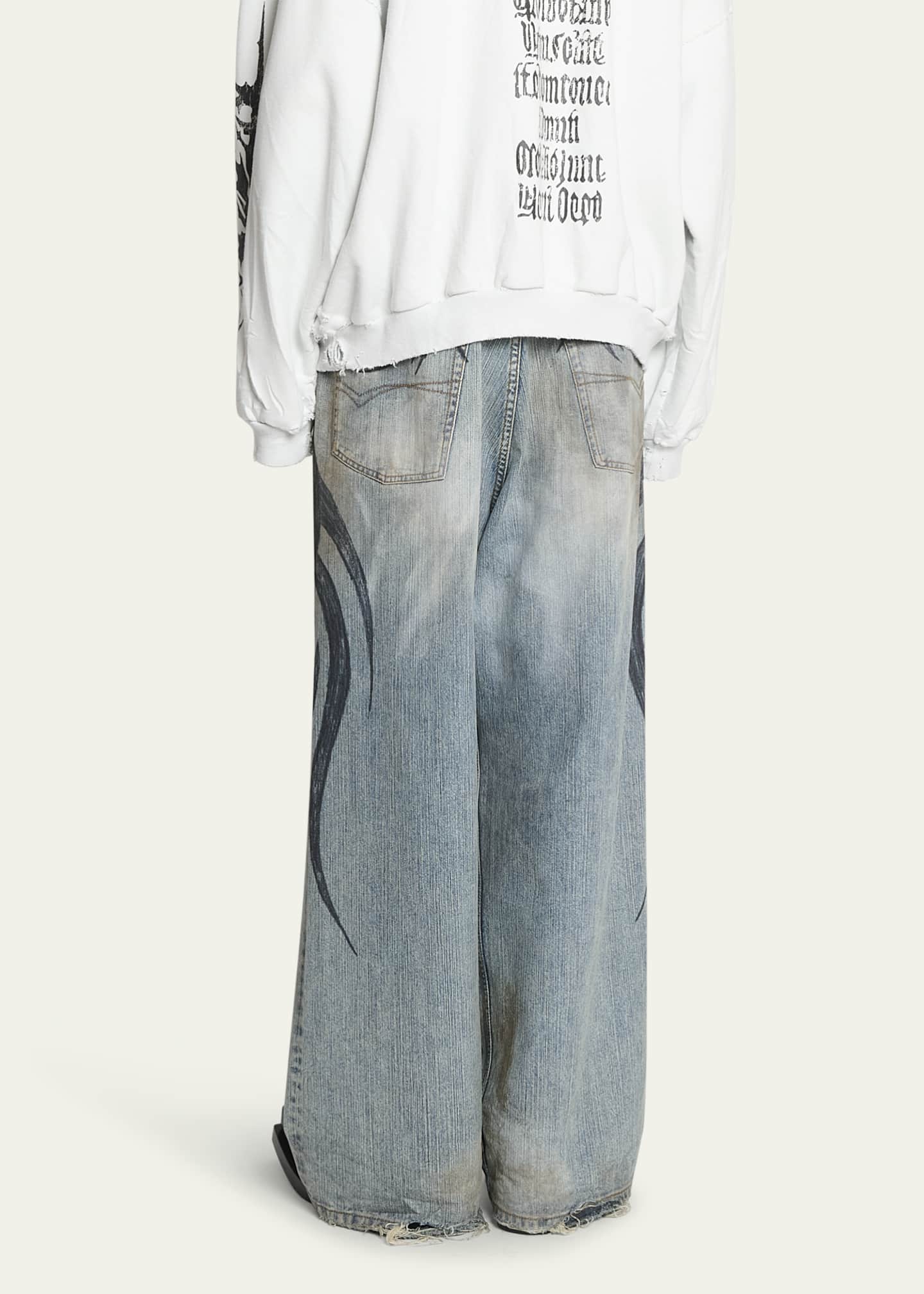 Balenciaga Men's Tattoo Baggy Jeans - Bergdorf Goodman