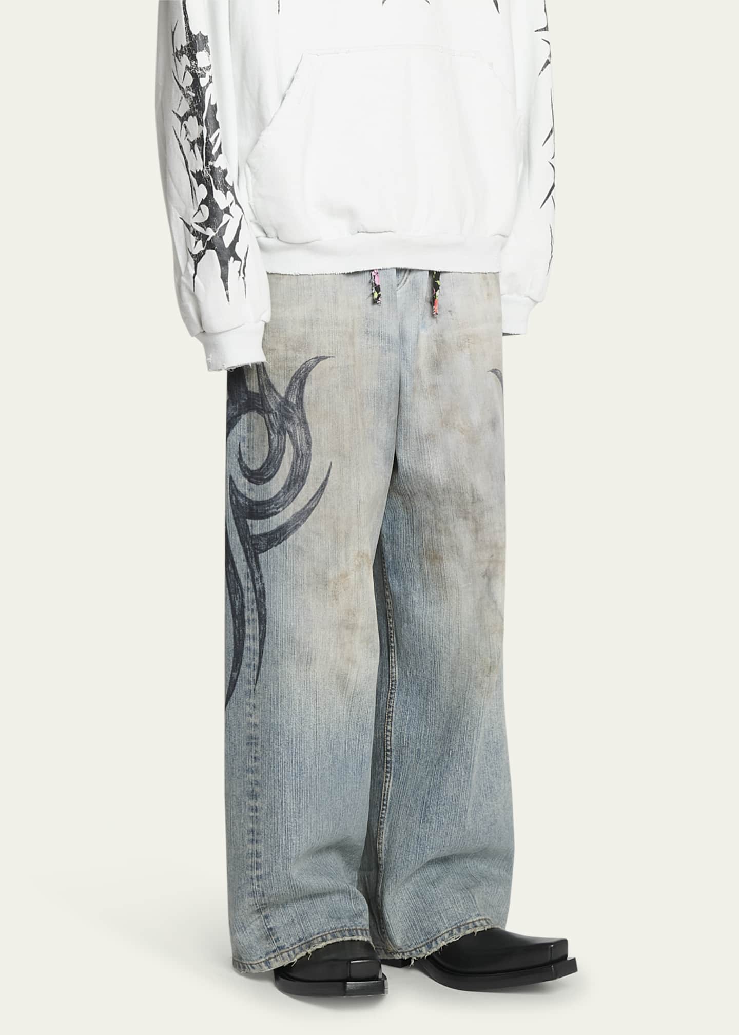 Balenciaga Men's Tattoo Baggy Jeans Image 4 of 5