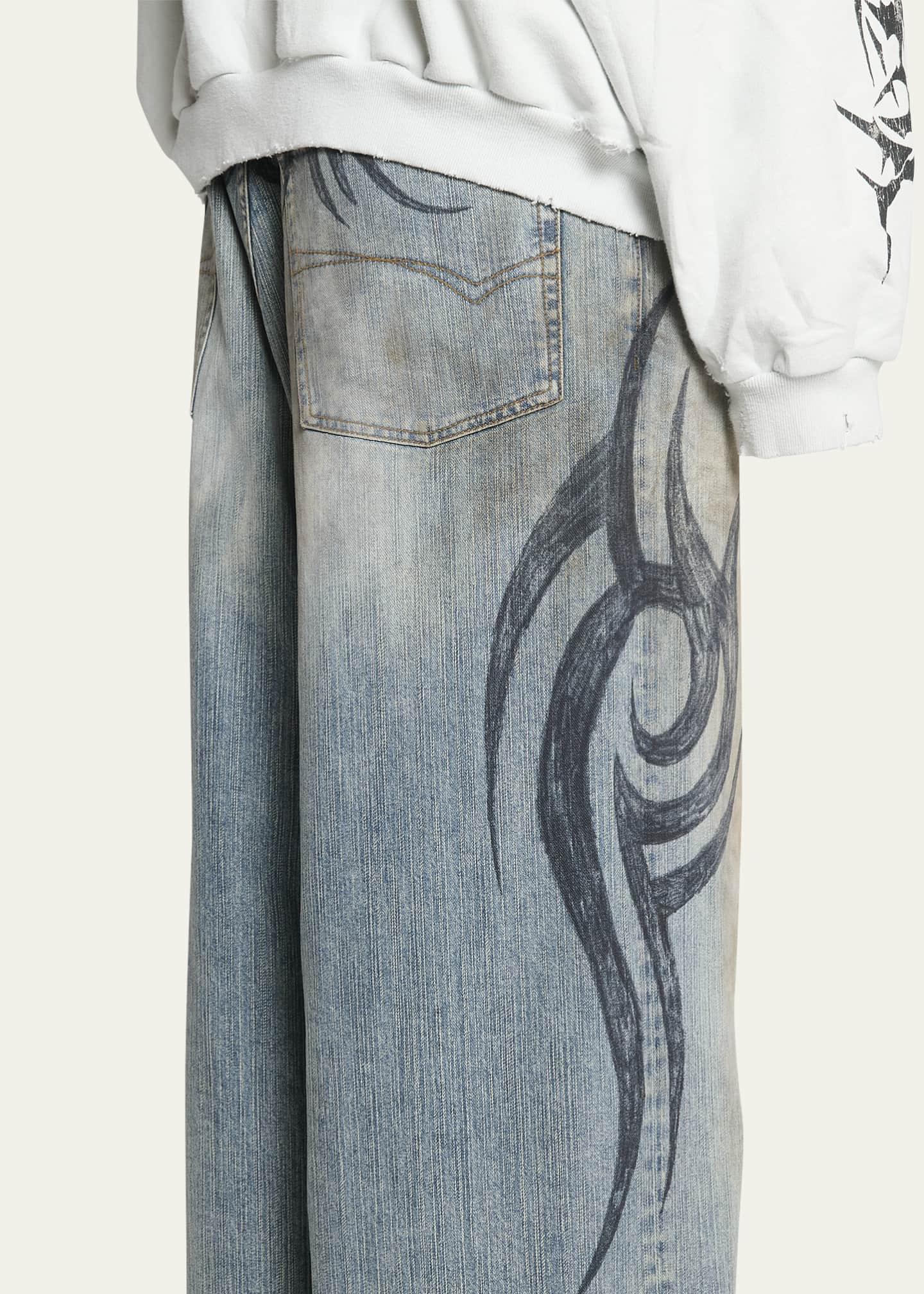 Balenciaga Men's Tattoo Baggy Jeans Image 5 of 5