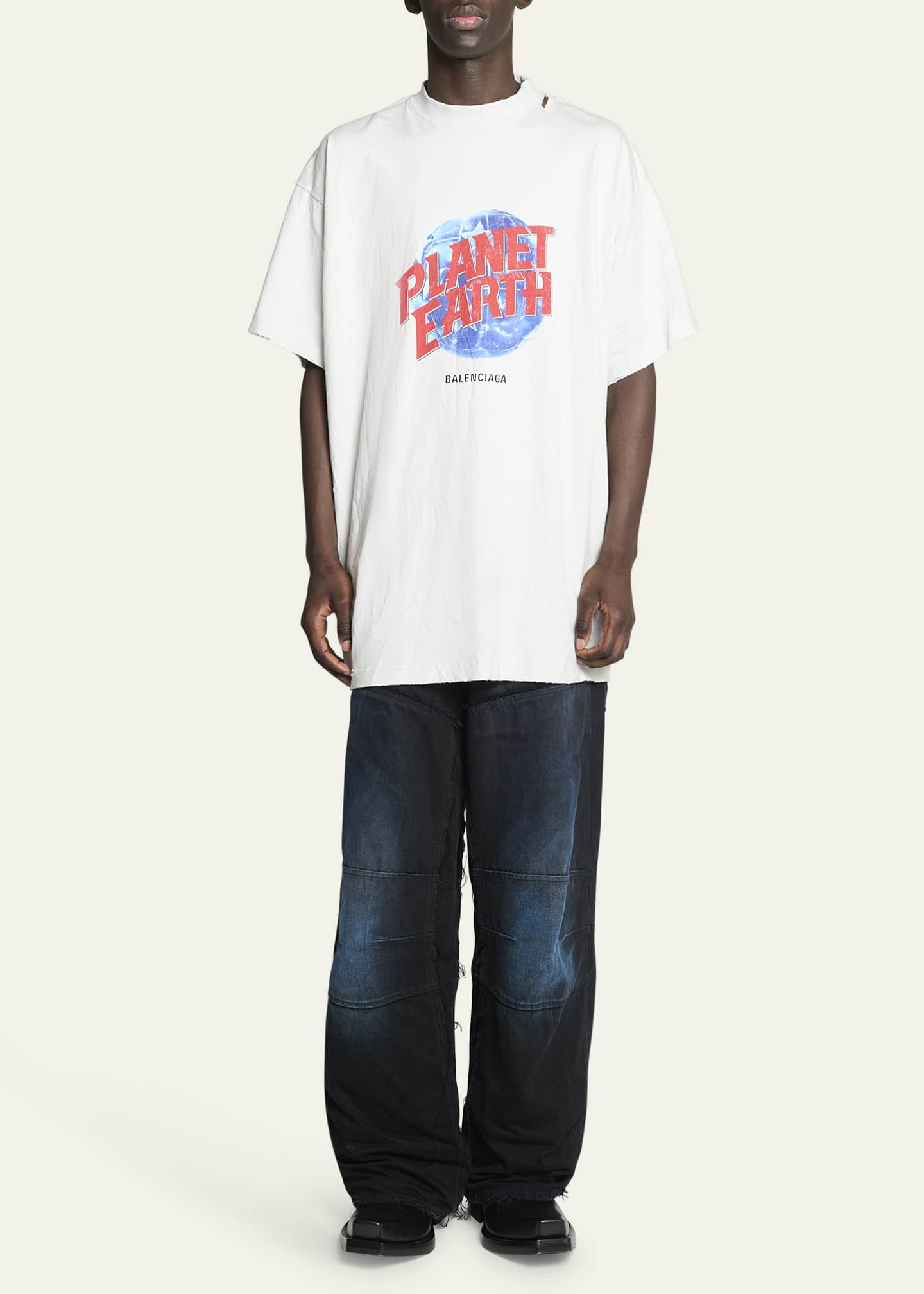 Balenciaga Men's Overdyed Double-Knee Pants Image 2 of 5