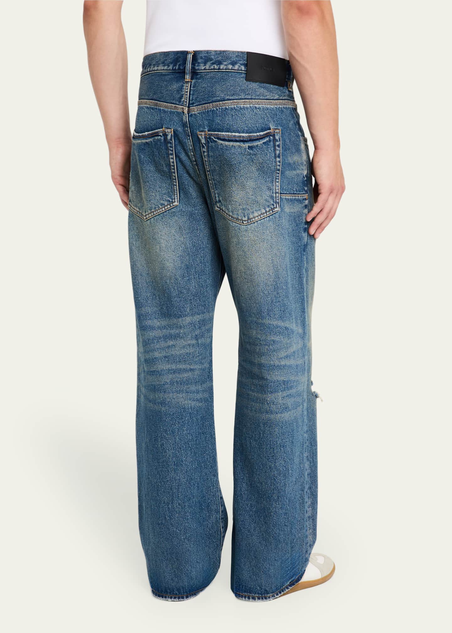 PURPLE Men's 9 to 5 Medium Wash Baggy Wide-Leg Jeans Image 3 of 5
