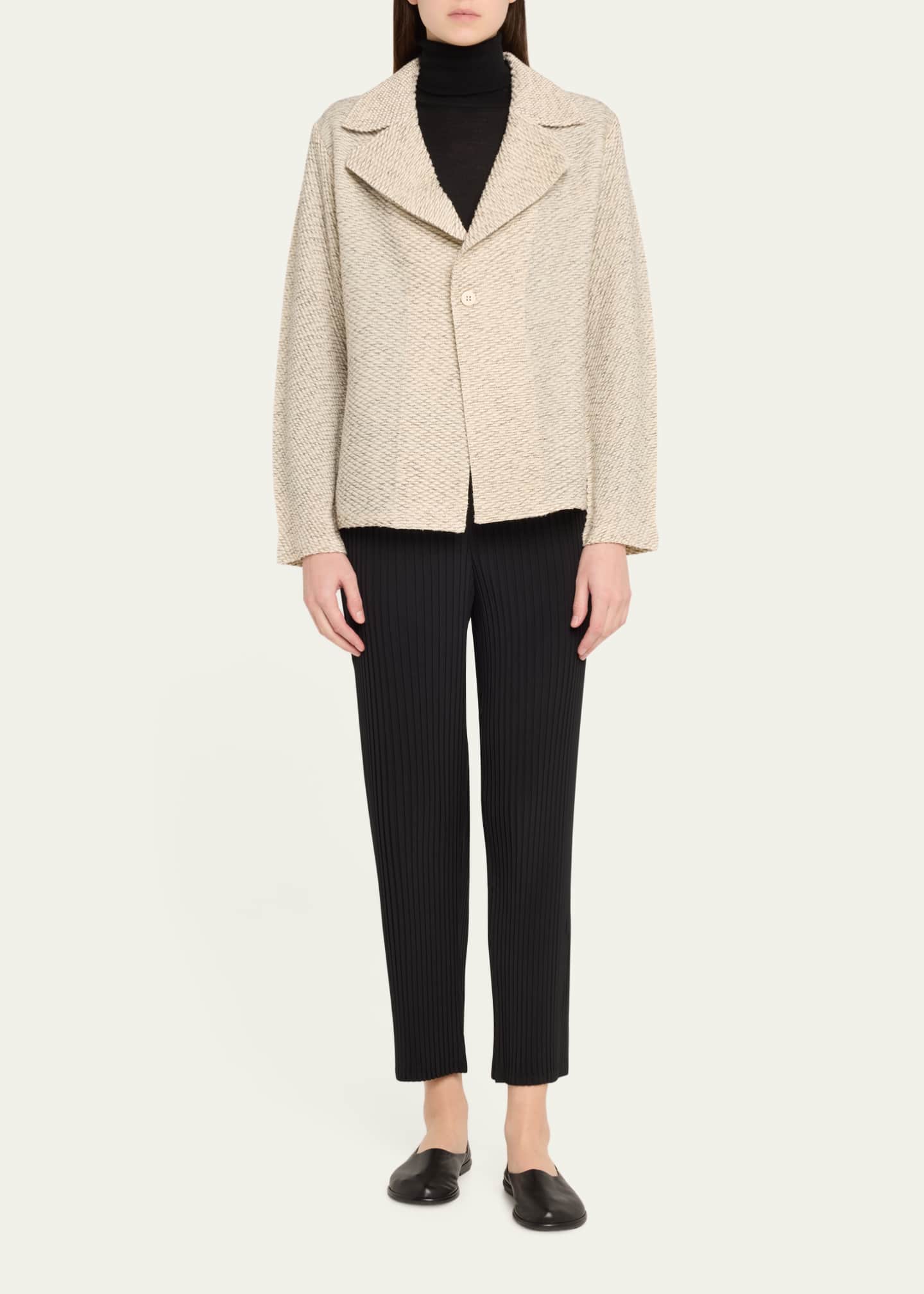 Issey Miyake Warm Pleats One-Button Wool Jacket Image 2 of 5