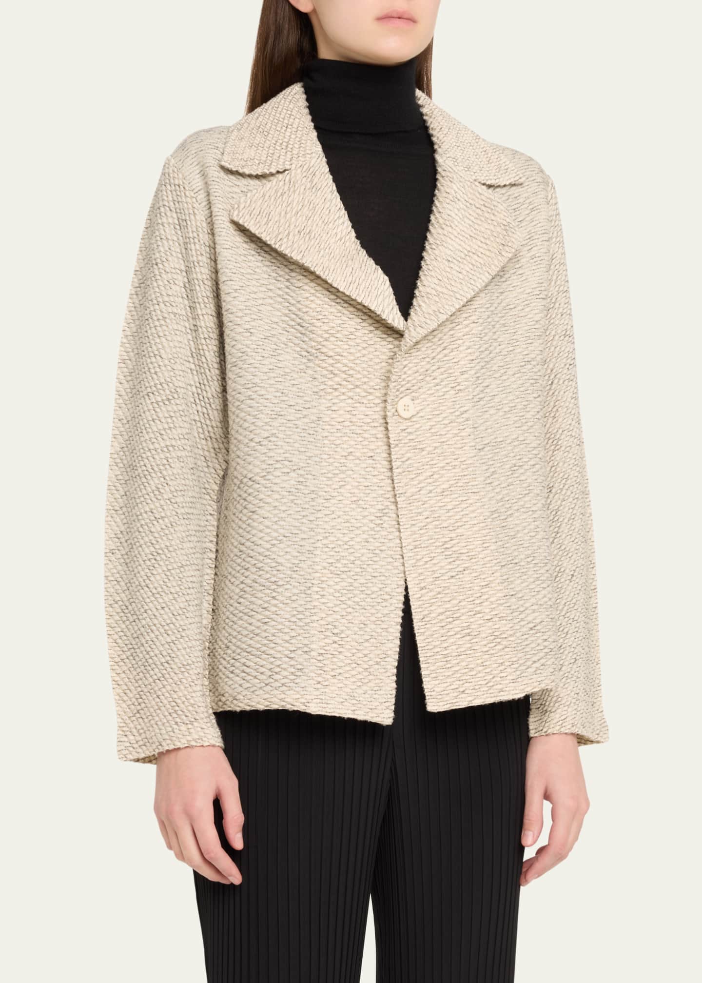 Issey Miyake Warm Pleats One-Button Wool Jacket Image 4 of 5