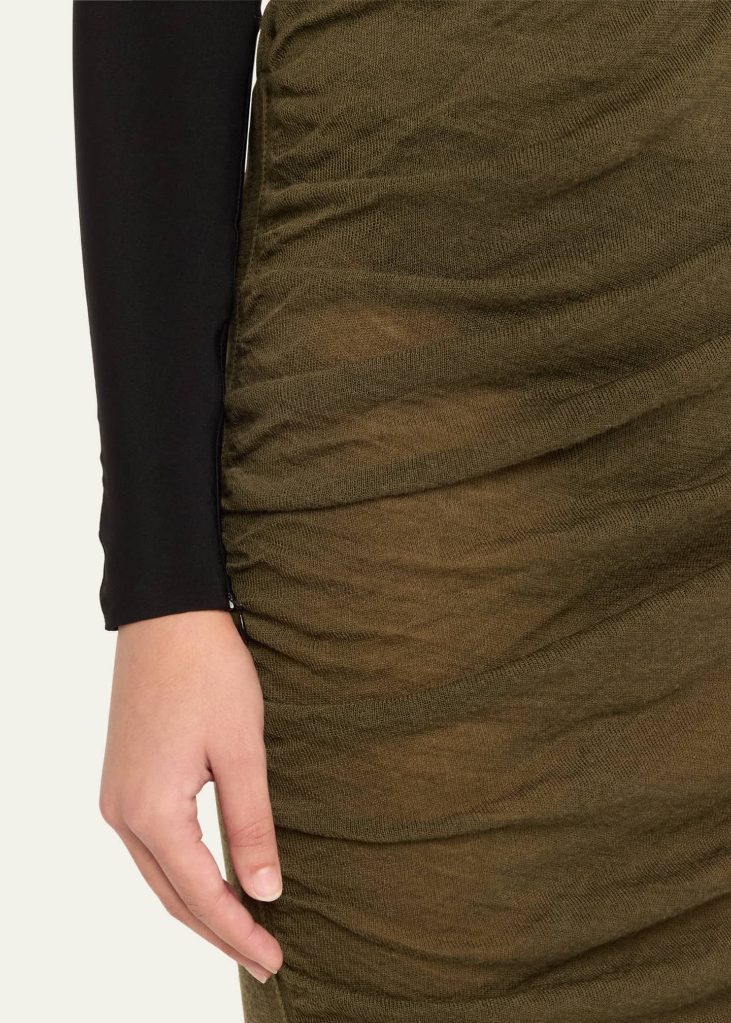 Issey Miyake Ambiguous Ruched Midi Wool Skirt Image 5 of 5