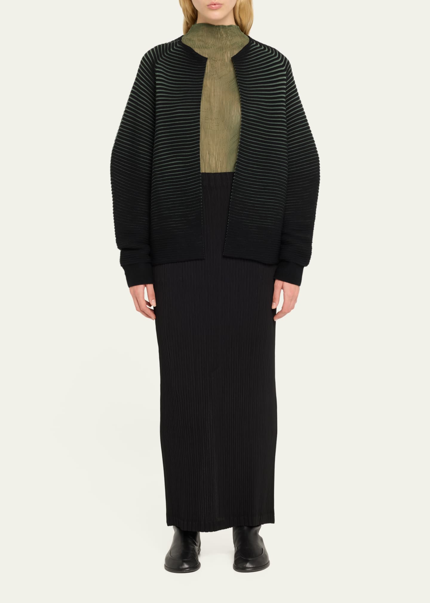 Issey Miyake Open Front Circle Knit Wool Cardigan - Bergdorf
