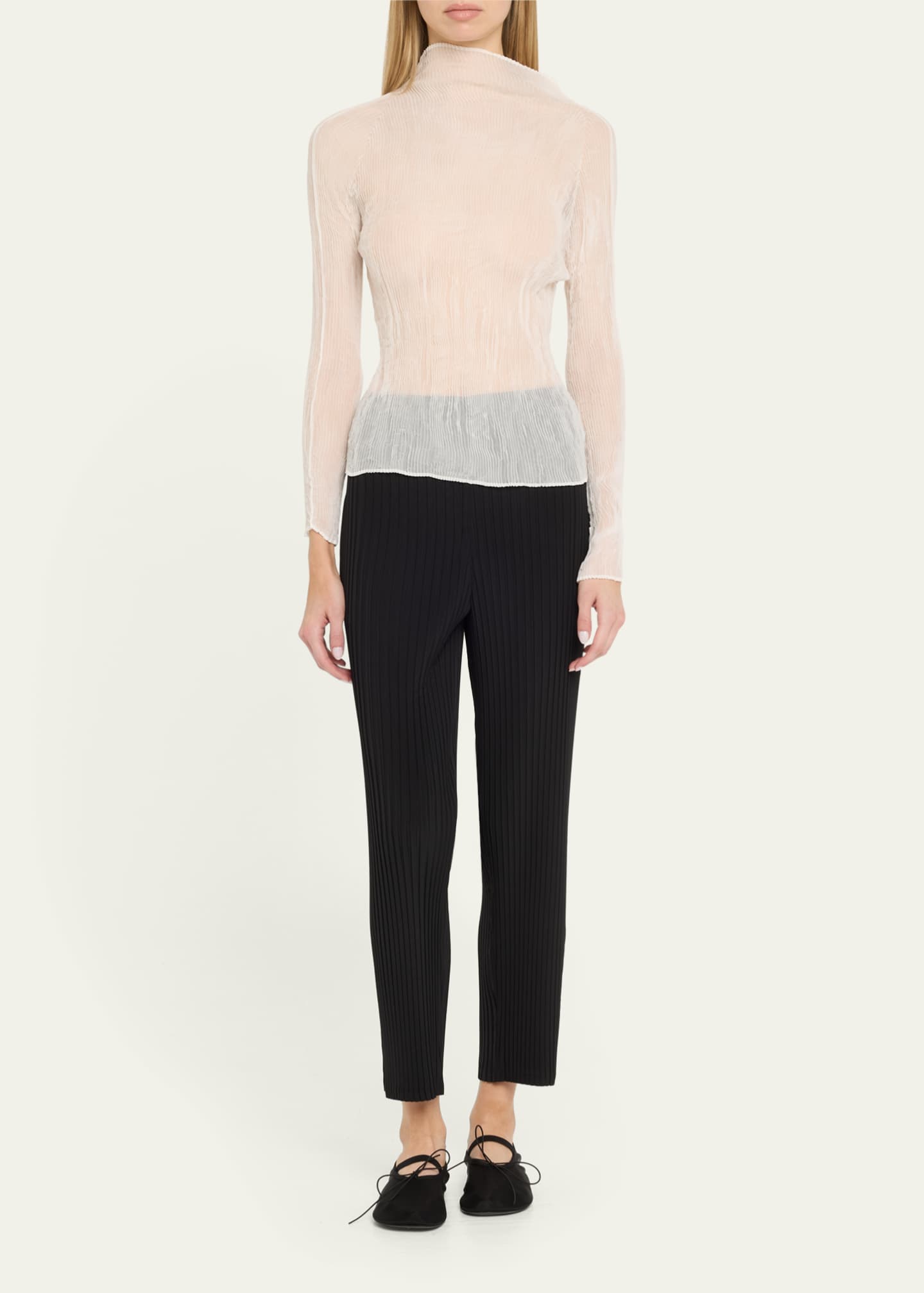 【レビューを書けば送料当店負担】 Chiffon Miyake Issey Twist Top Turtleneck Crinkled トップス