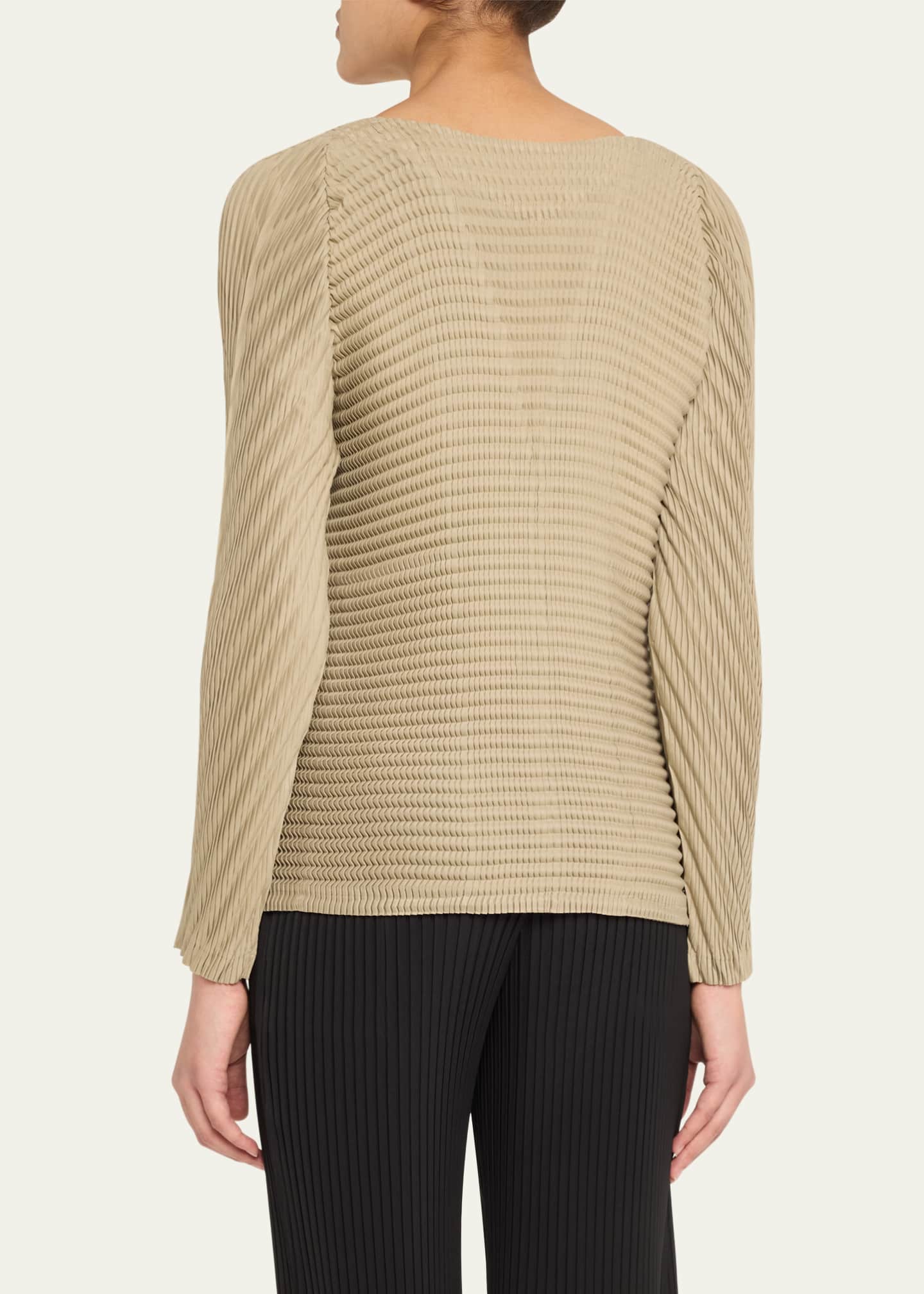 Issey Miyake Wool Like Pleats V-Neck Cardigan Image 3 of 5