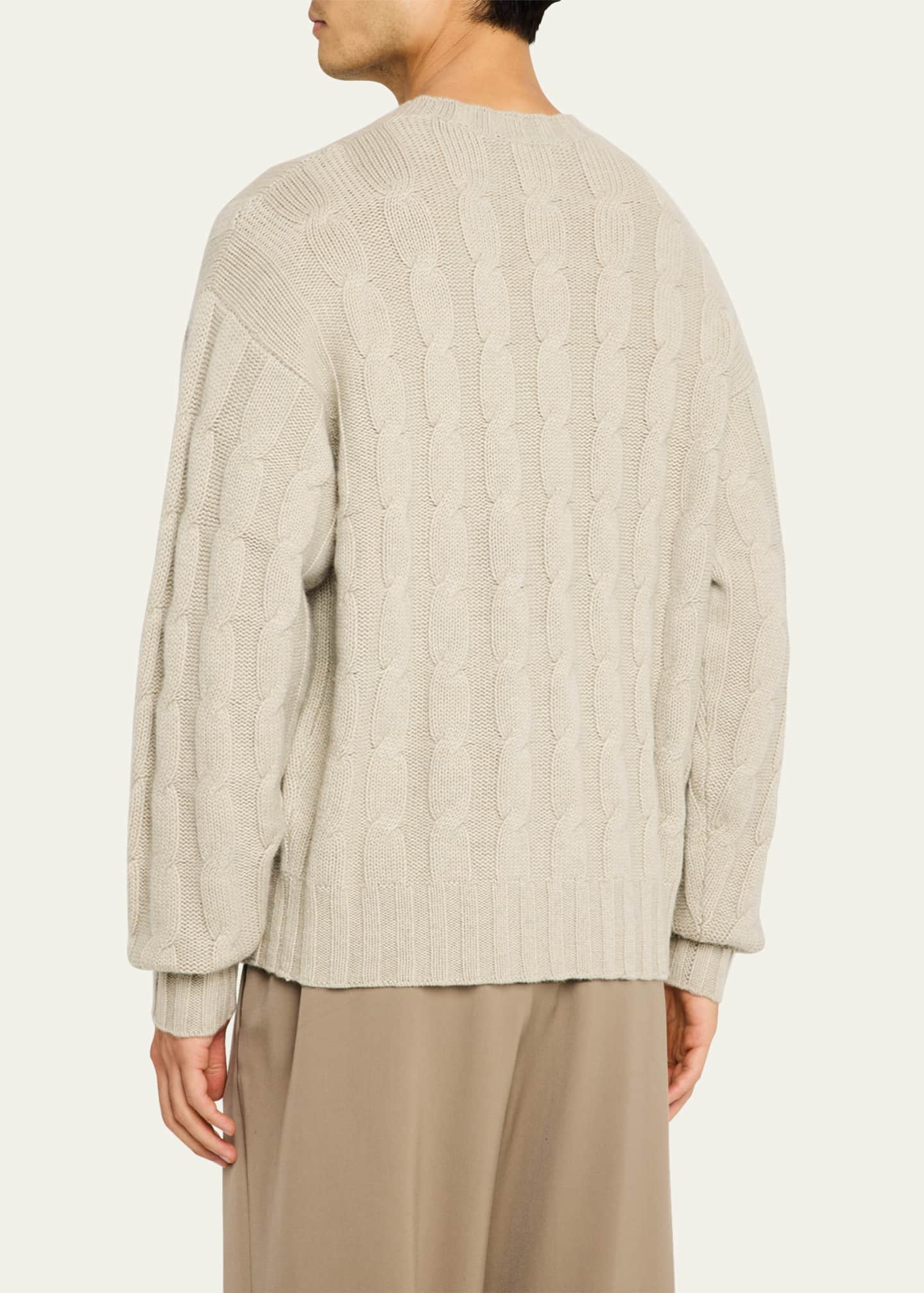 Le Kasha Men's Panama Cashmere Cable-Knit Crewneck Sweater Image 3 of 5