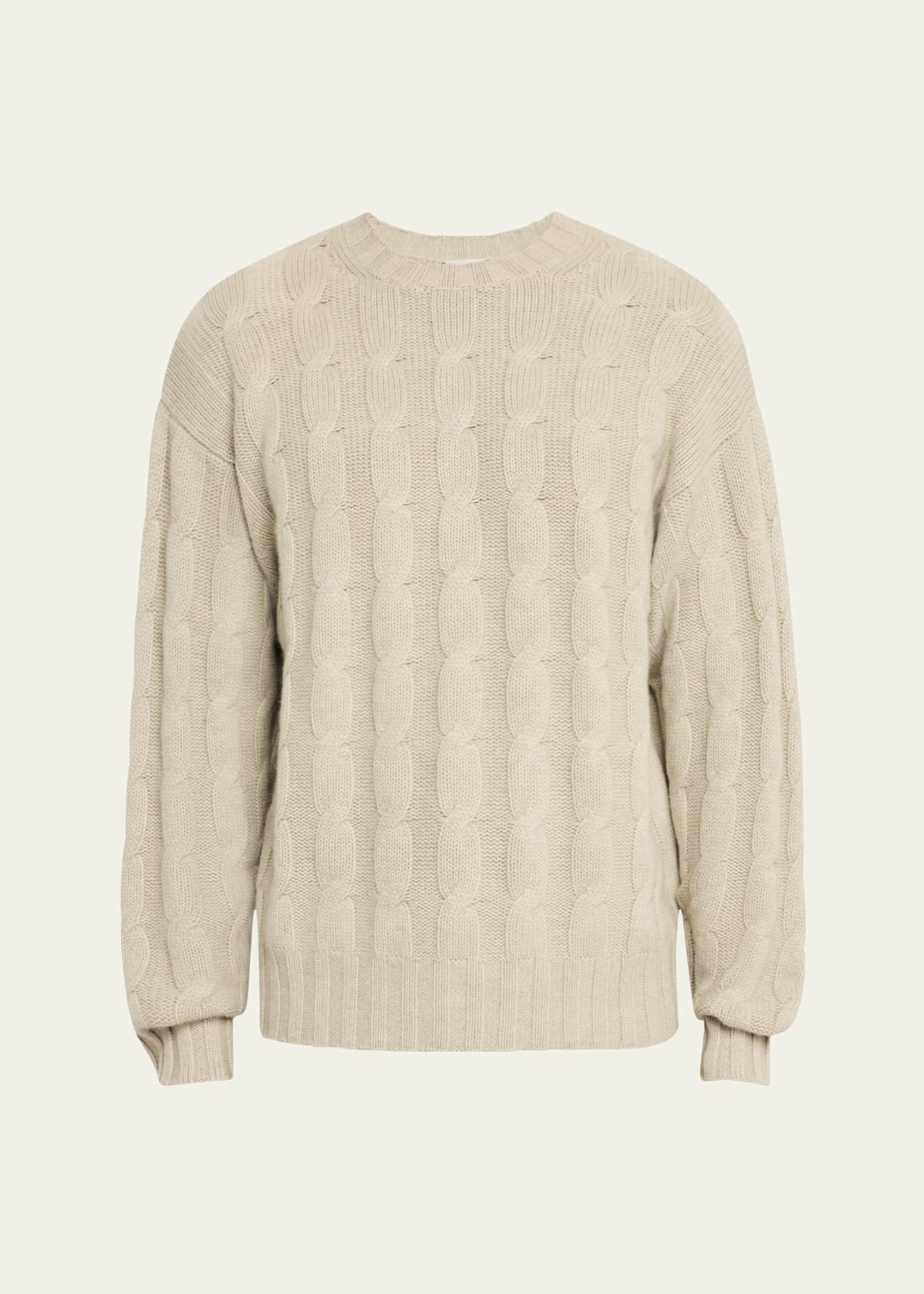Le Kasha Men's Panama Cashmere Cable-Knit Crewneck Sweater Image 1 of 5