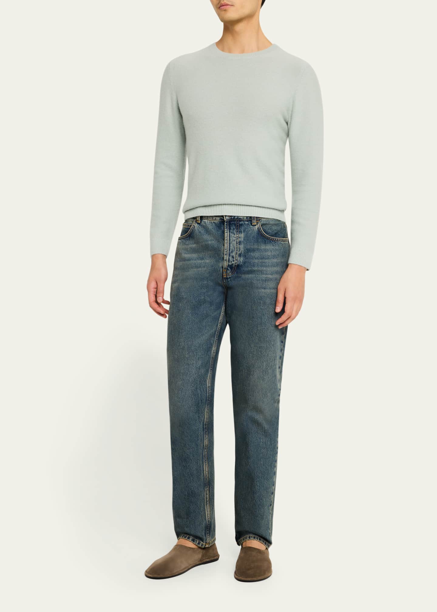 Le Kasha Men's Textured Cashmere Crewneck Sweater Image 2 of 5