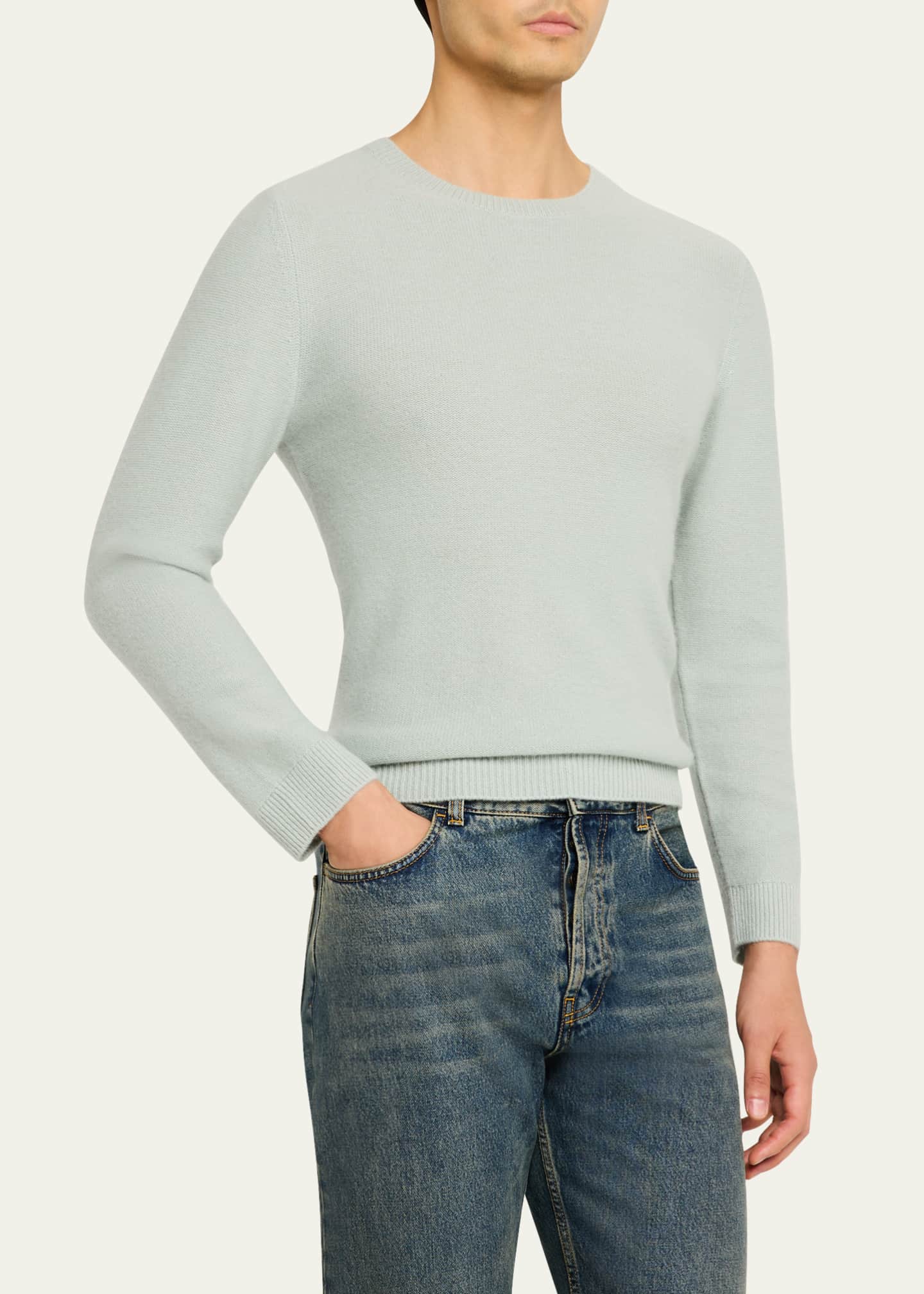 Le Kasha Men's Textured Cashmere Crewneck Sweater Image 4 of 5