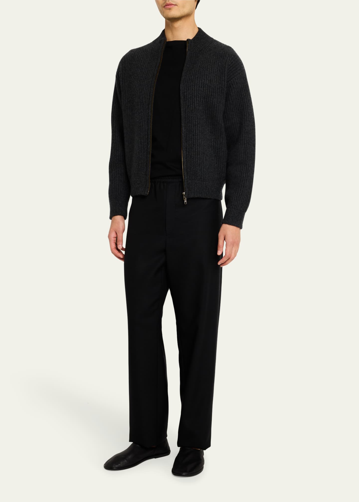 Le Kasha Men's Ribbed Cashmere Full-Zip Cardigan Image 2 of 5