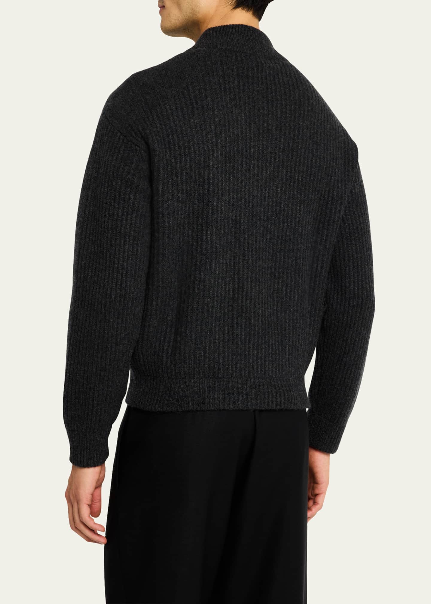 Le Kasha Men's Ribbed Cashmere Full-Zip Cardigan Image 3 of 5