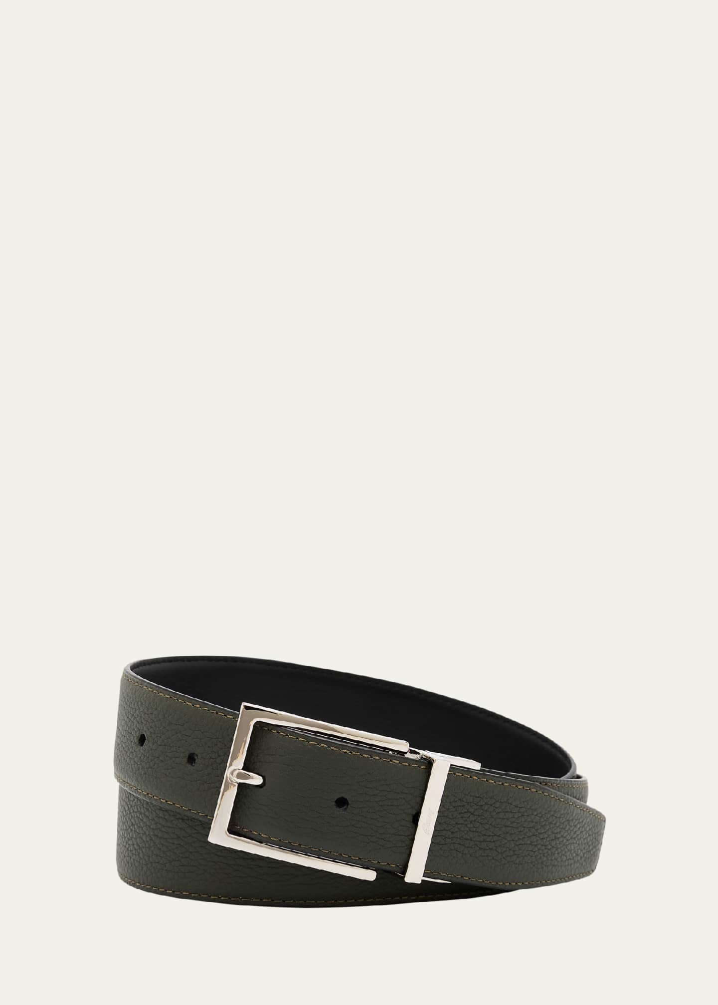 Brioni Men's Reversible Grained Leather Belt Image 1 of 2