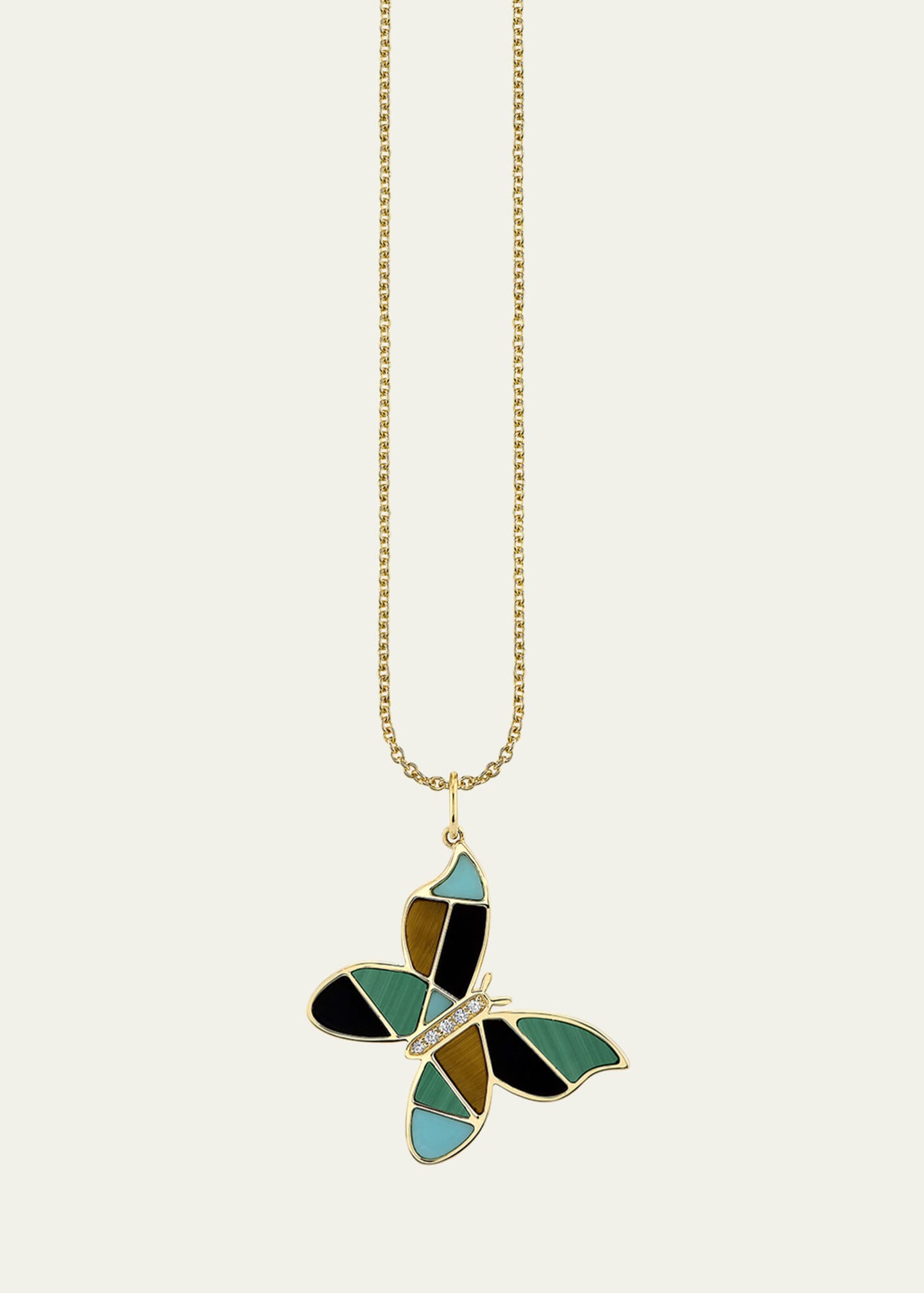 Sydney Evan Mosaic Gemstone Butterfly Pendant with Diamonds