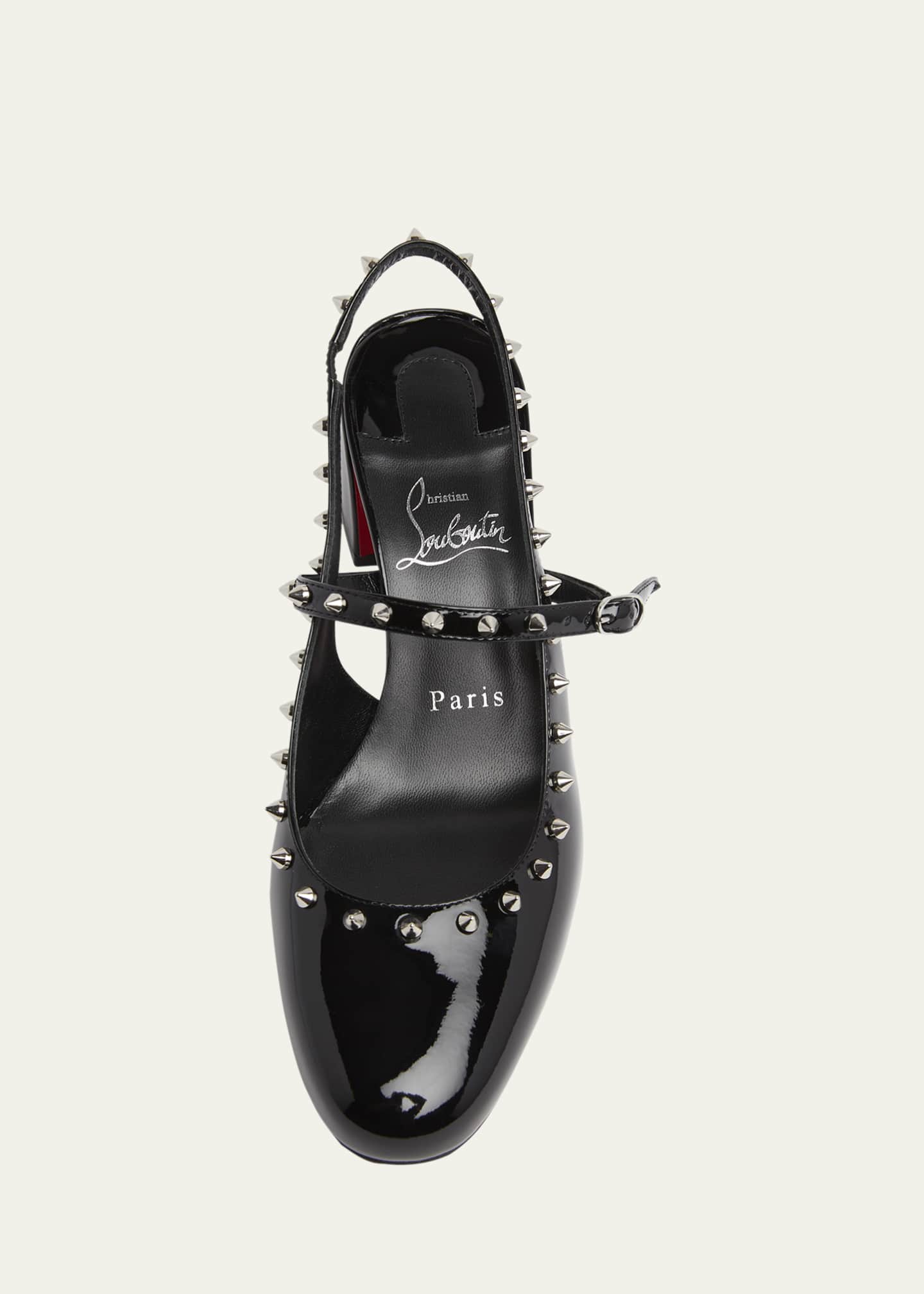 Christian Louboutin Janispikes Patent Red Sole Slingback