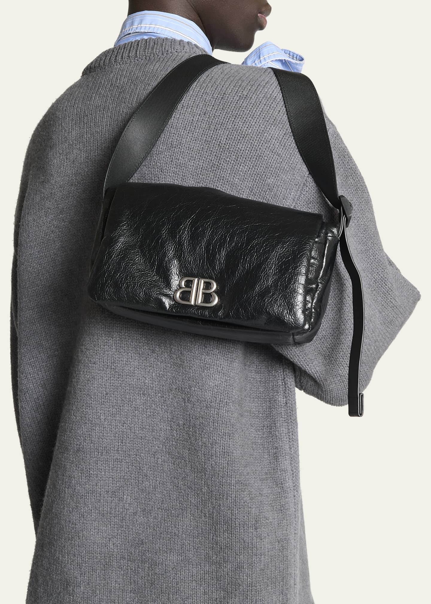 Balenciaga Men's Monaco Leather Messenger Bag Image 2 of 5