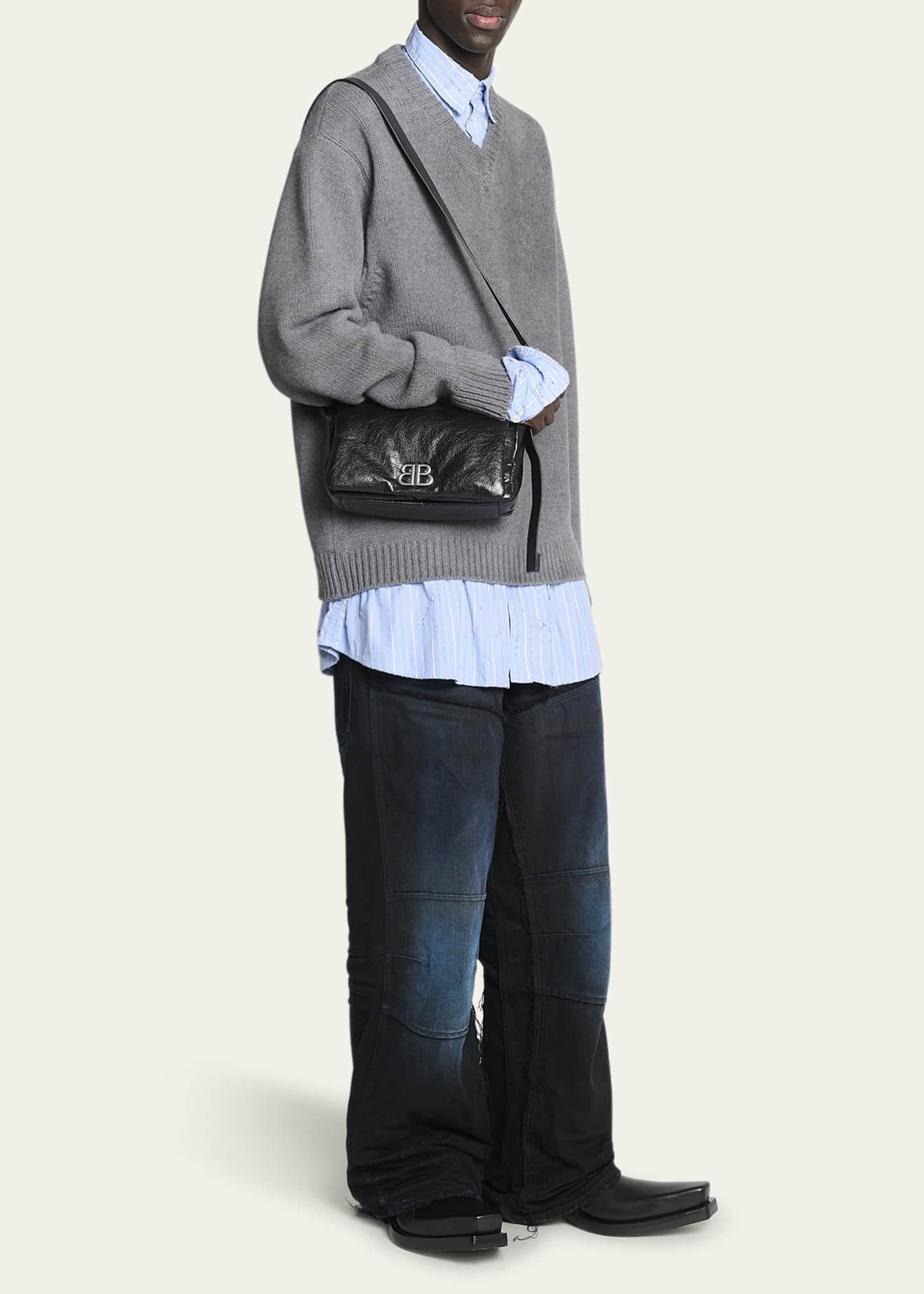 Balenciaga Men's Monaco Leather Messenger Bag Image 5 of 5