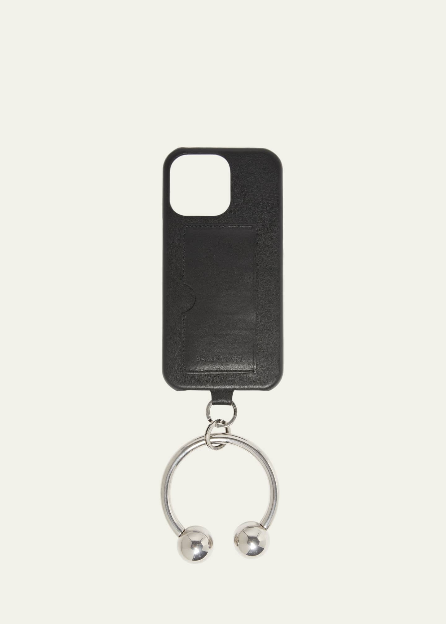 Balenciaga Men's iPhone 15 Pro Leather Phone Case Image 1 of 2