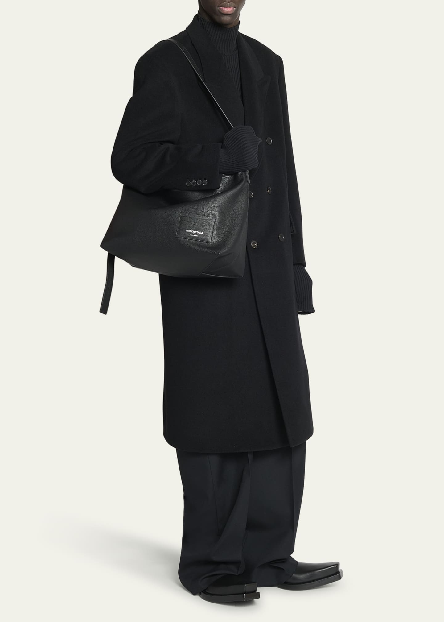 Balenciaga Men's Leather Hobo Messenger Bag Image 5 of 5