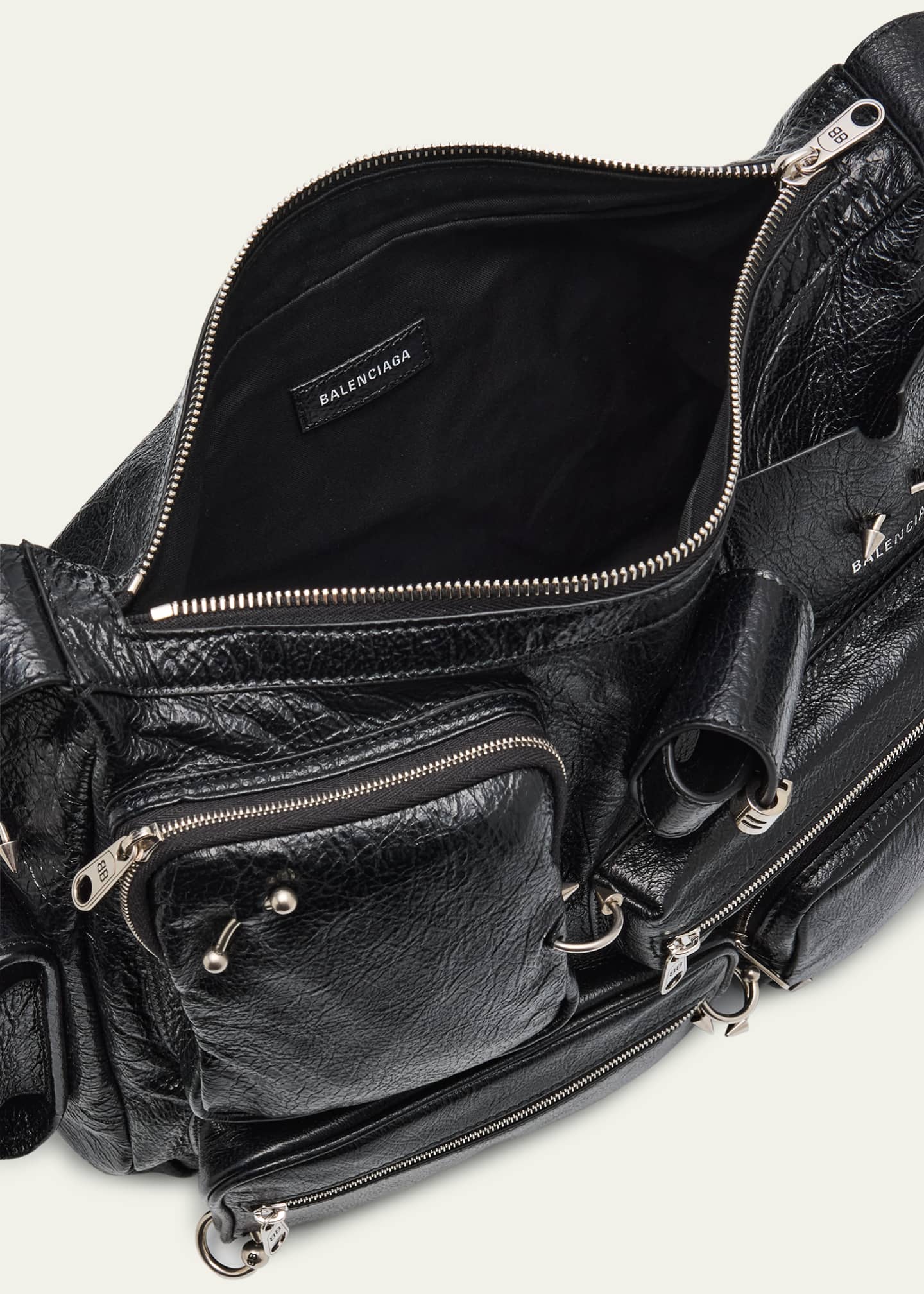 Balenciaga Men's Pierced Arena Lambskin Messenger Bag Image 4 of 6