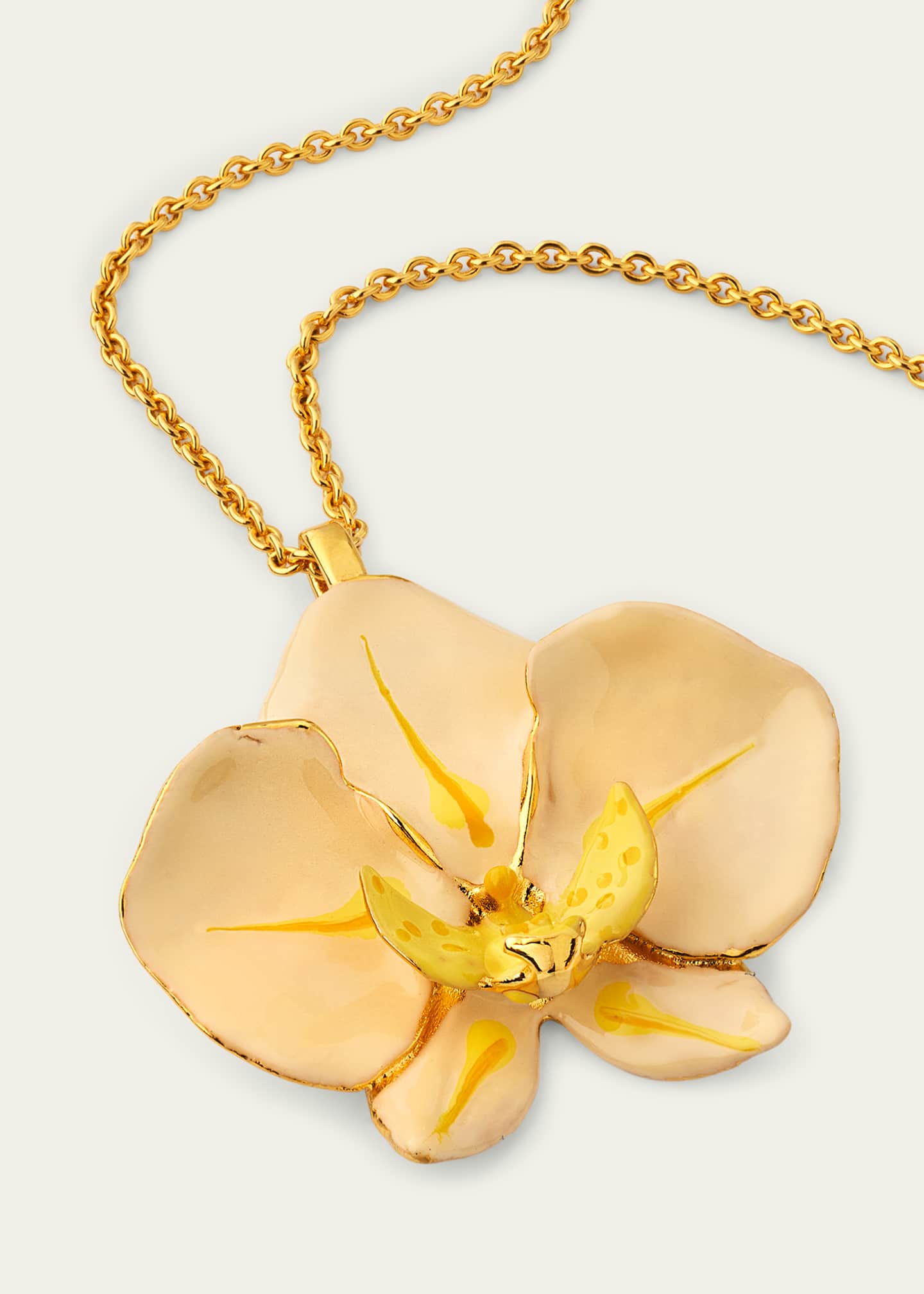 Oscar de la Renta Orchid Enamel Pendant Necklace Image 3 of 4