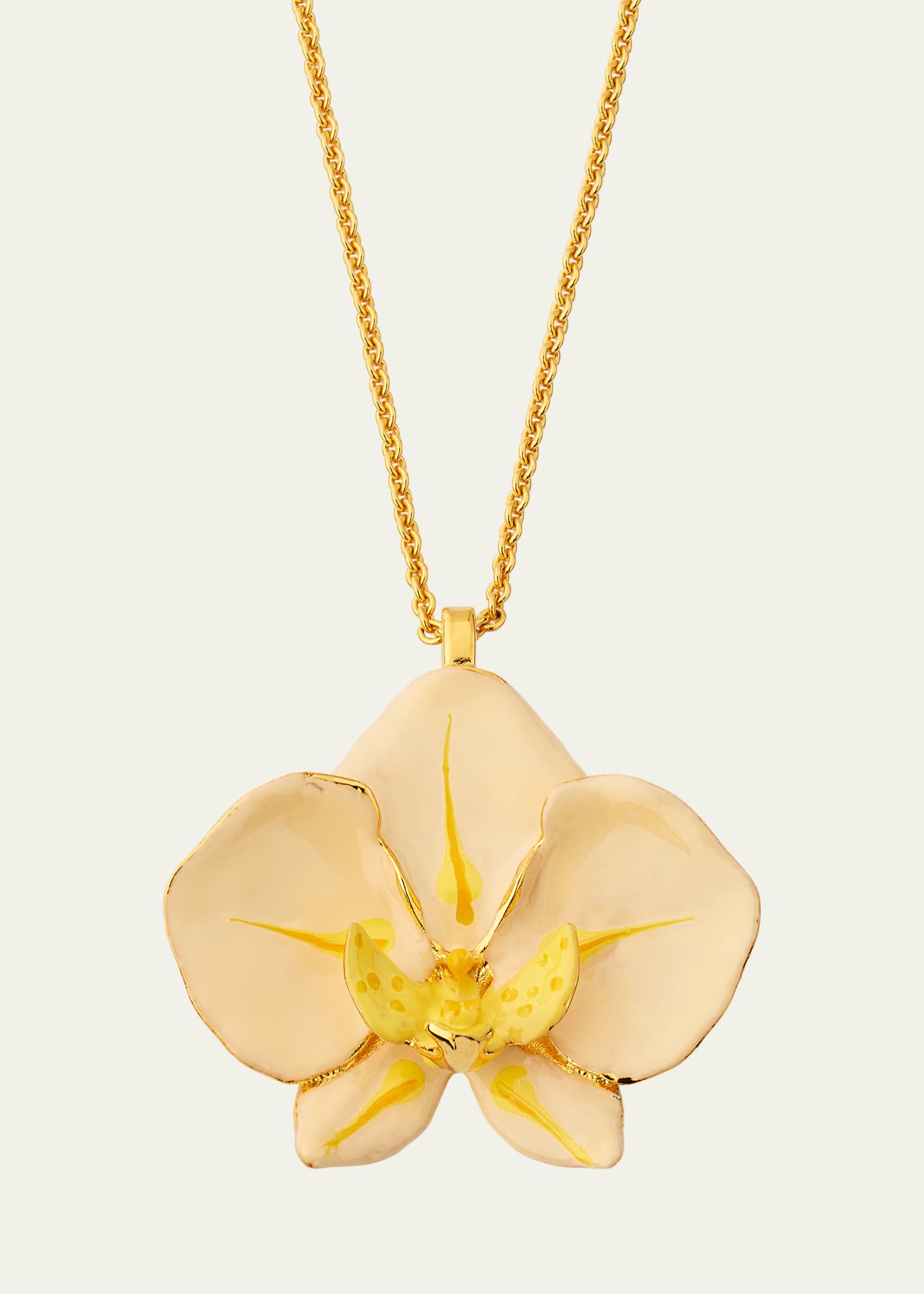 Oscar de la Renta Orchid Enamel Pendant Necklace Image 1 of 4