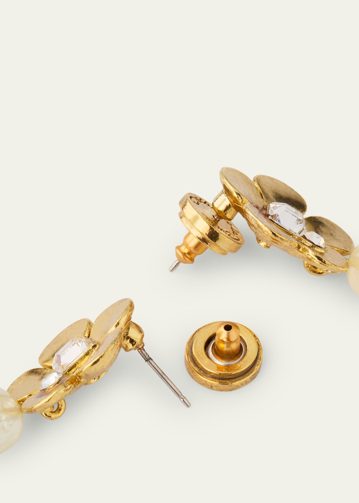 Oscar de la Renta Flower Pearly Drop Earrings Image 3 of 3