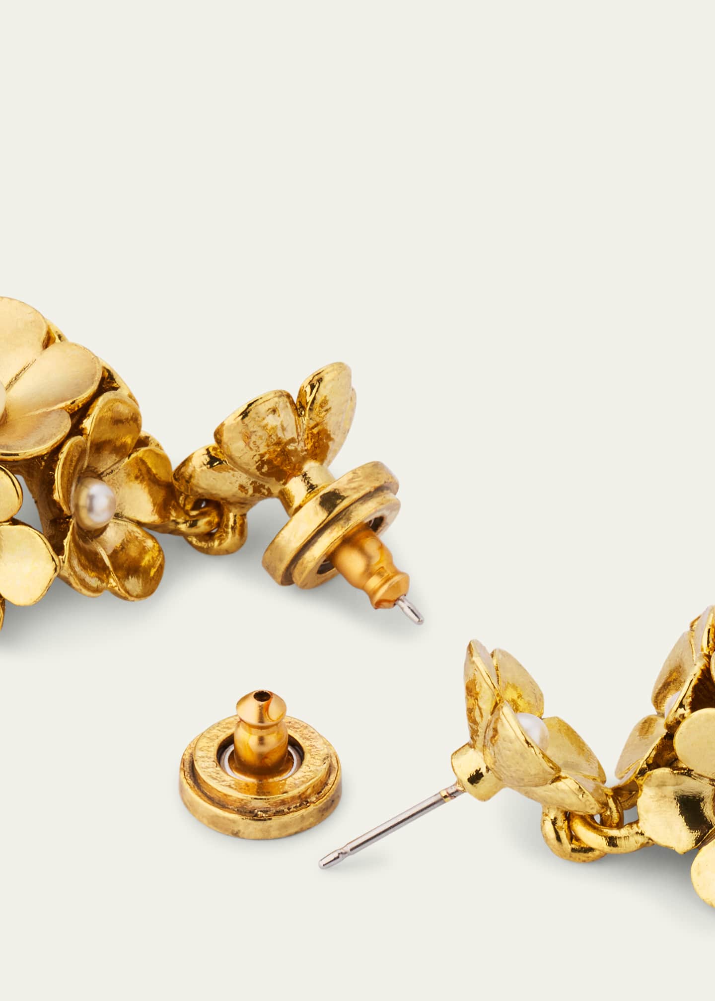 Oscar de la Renta Enamel Flower Drop Clip-On Earrings Image 4 of 4