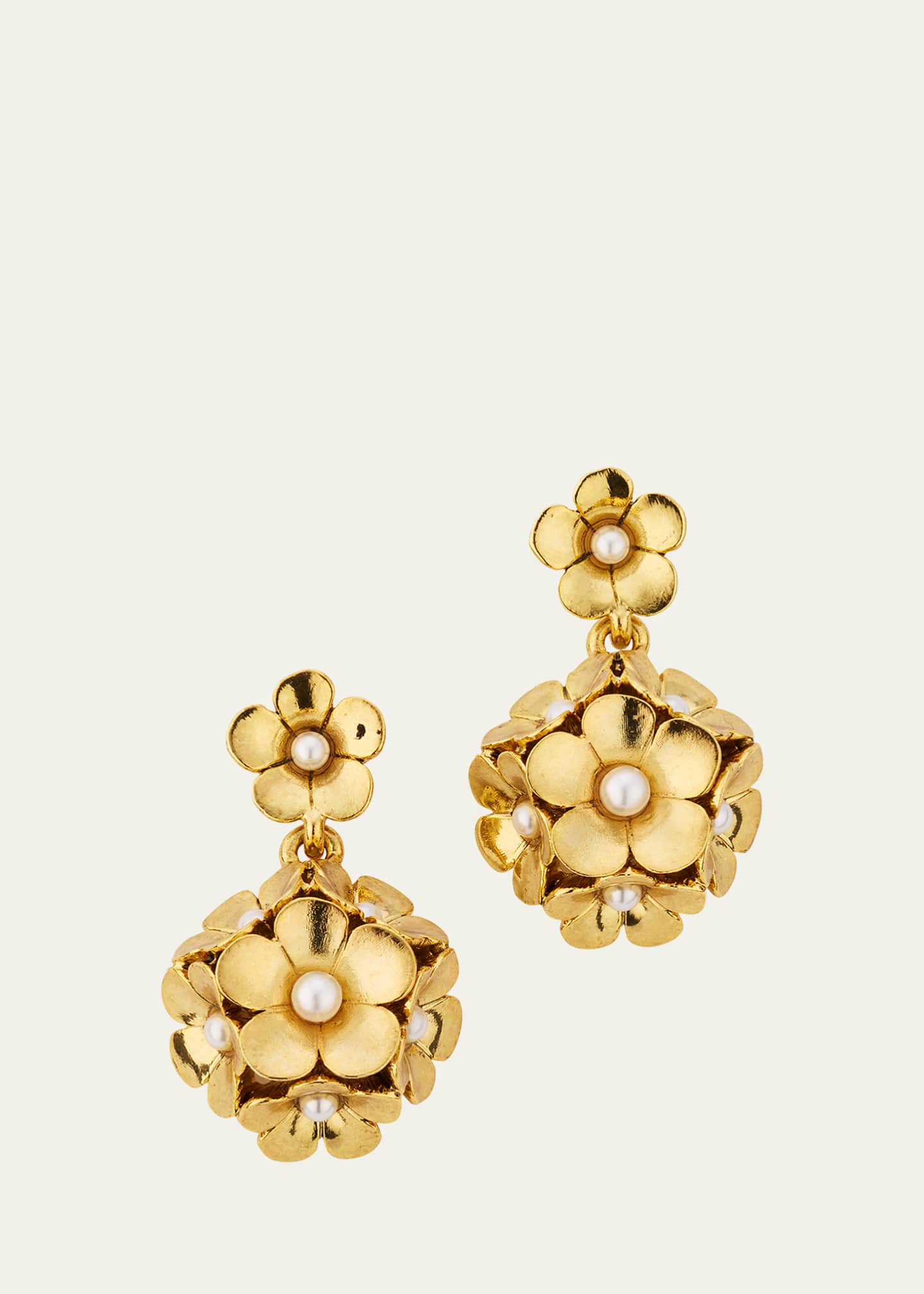 Oscar de la Renta Enamel Flower Drop Clip-On Earrings Image 1 of 4