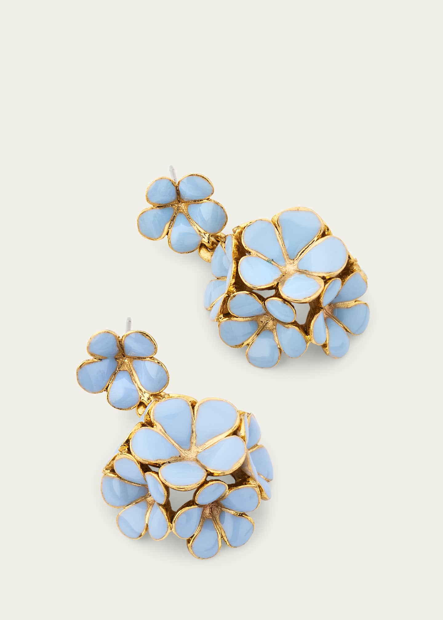 Oscar de la Renta Enamel Flower Pompon Earrings Image 3 of 4