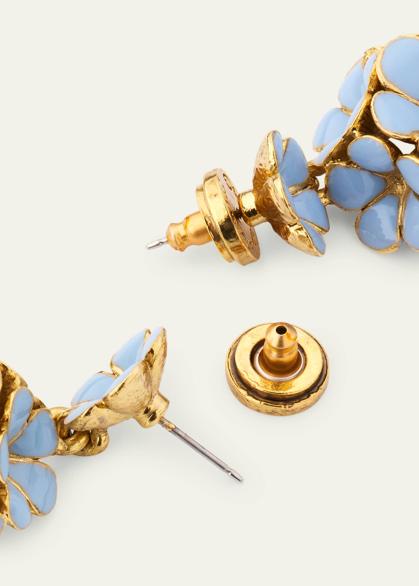 Oscar de la Renta Enamel Flower Pompon Earrings Image 4 of 4