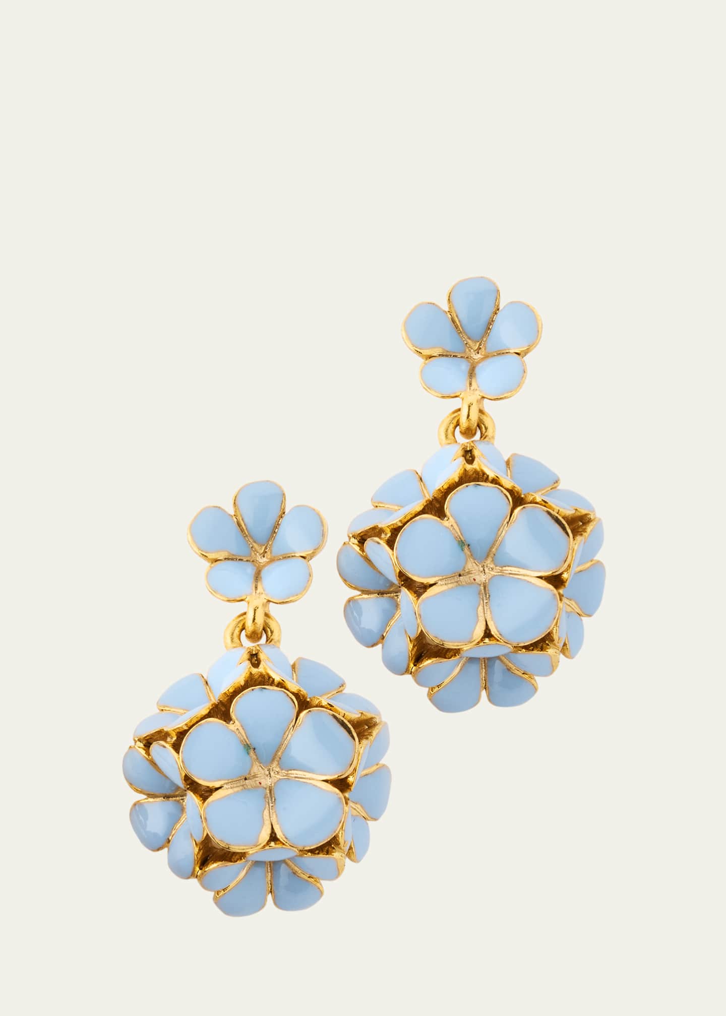 Oscar de la Renta Enamel Flower Pompon Earrings Image 1 of 4