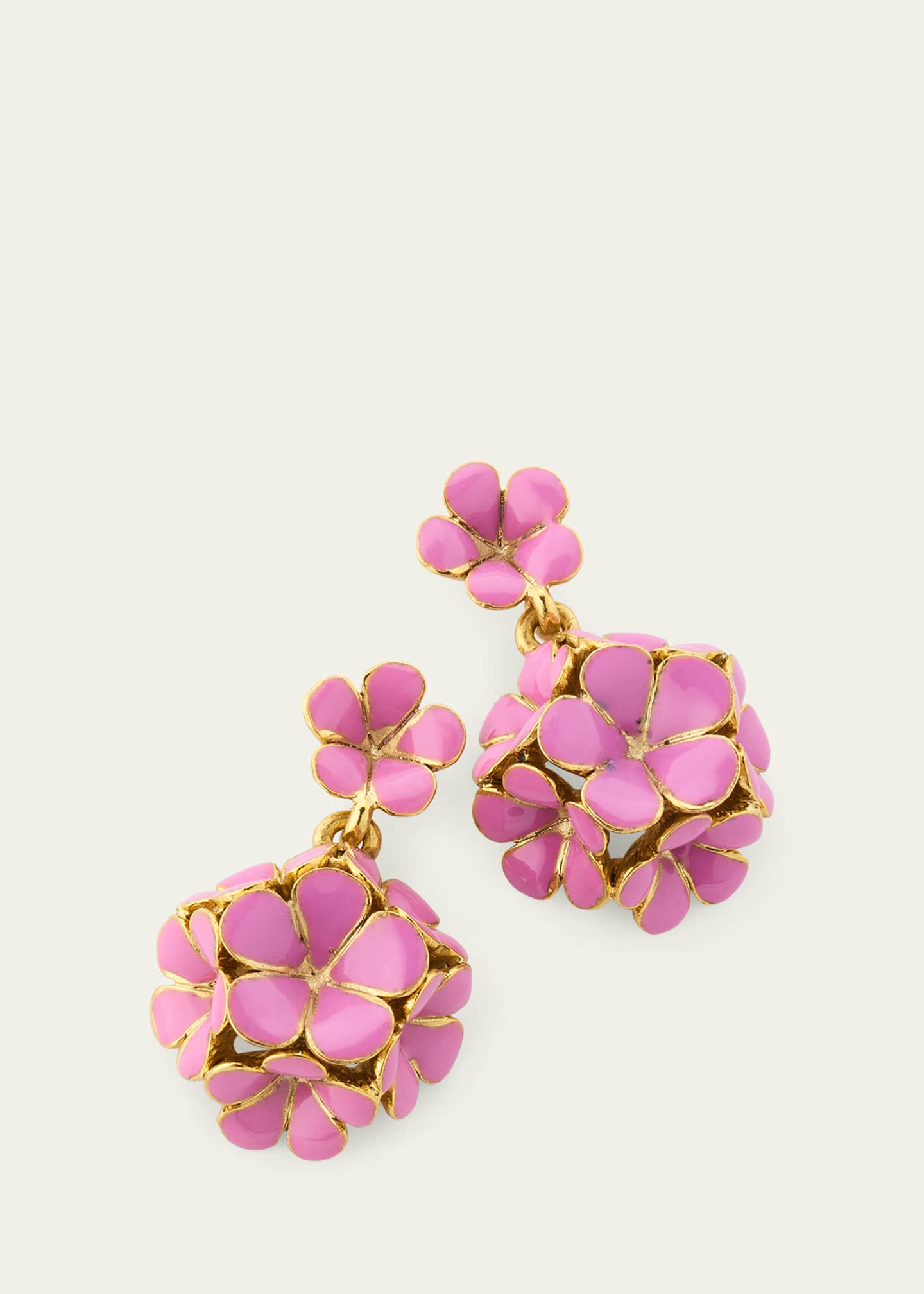 Oscar de la Renta Enamel Flower Pompon Earrings Image 3 of 4
