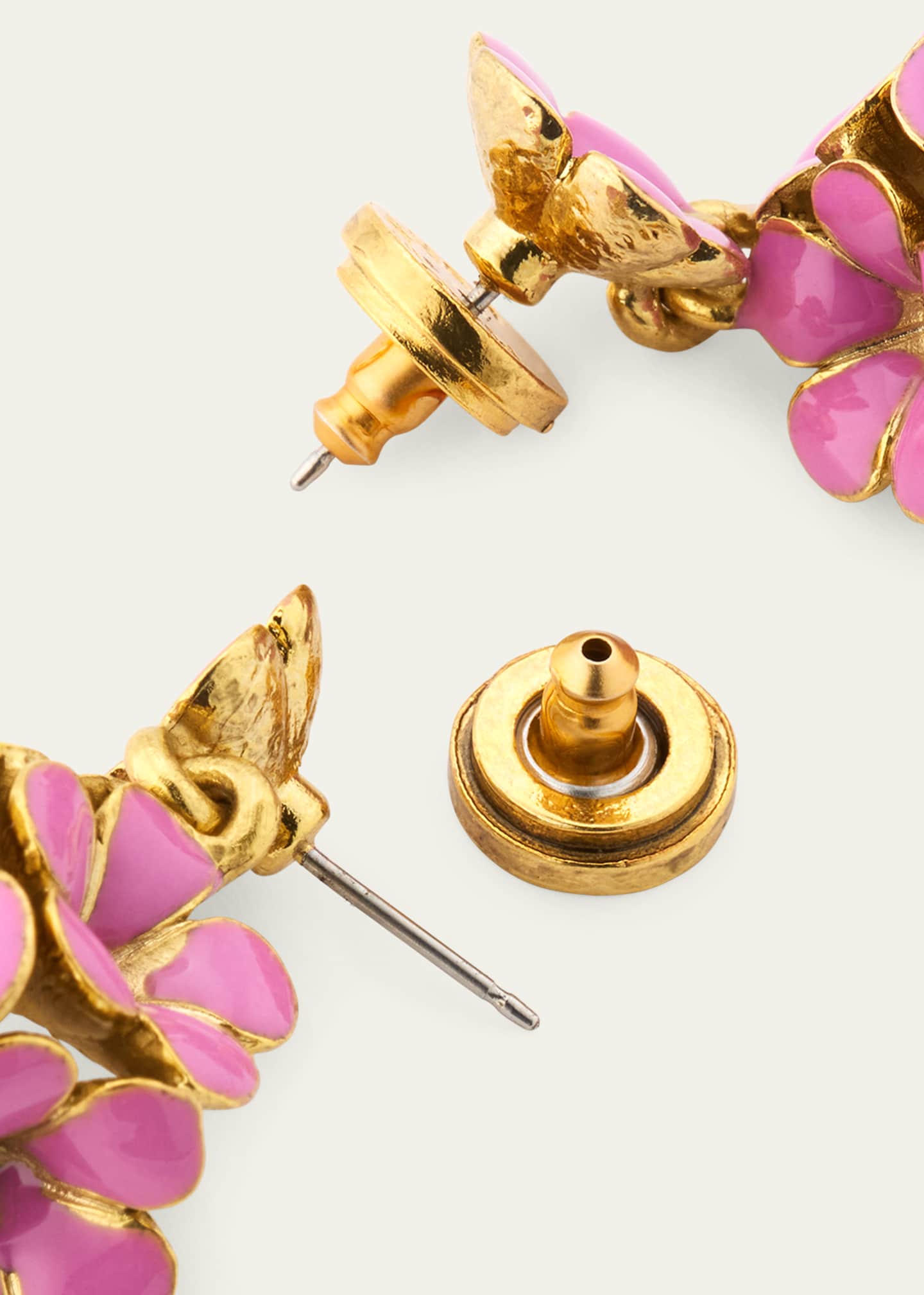 Oscar de la Renta Enamel Flower Pompon Earrings Image 4 of 4