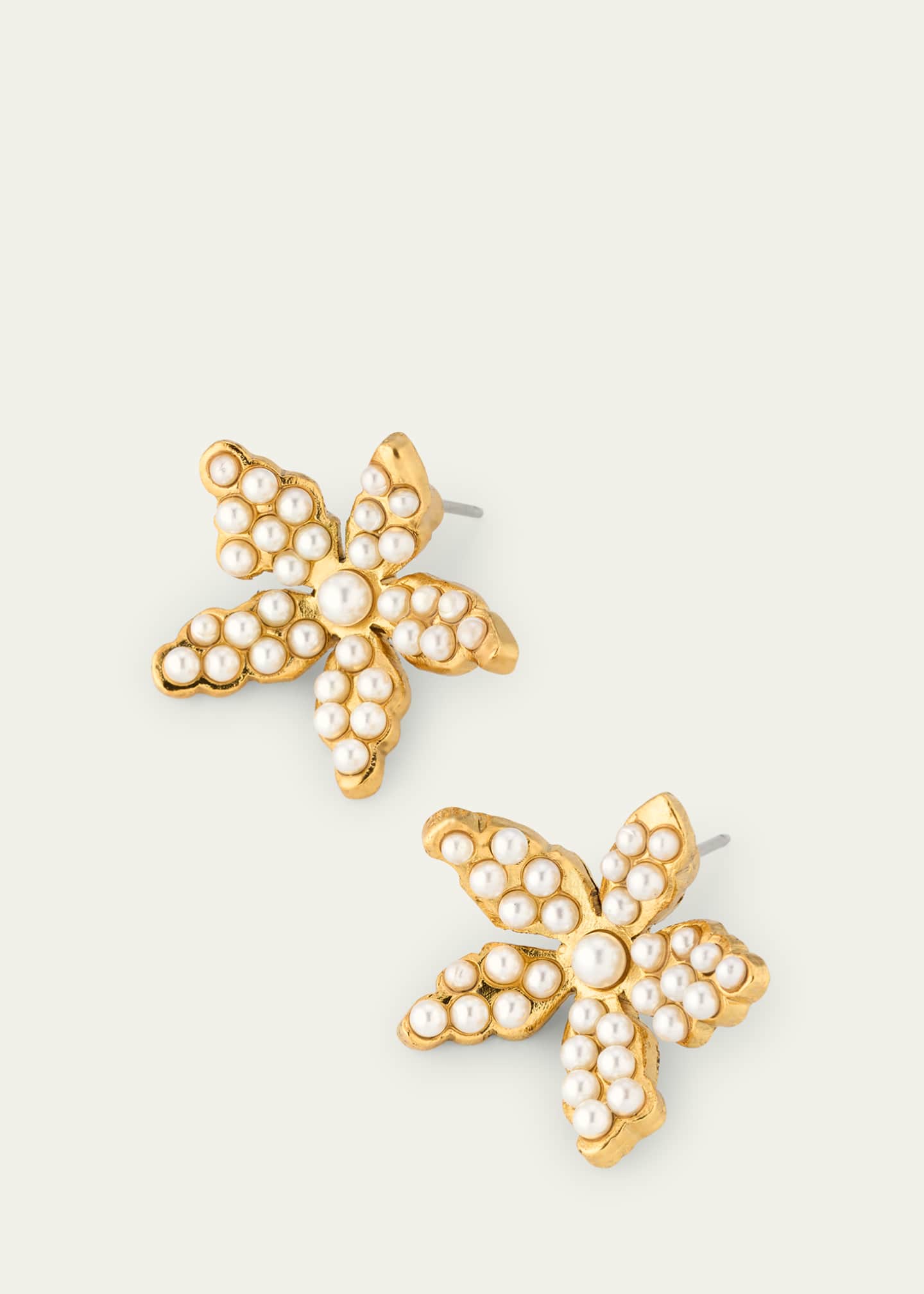 Oscar de la Renta Pearly Flower Stud Earrings Image 3 of 4