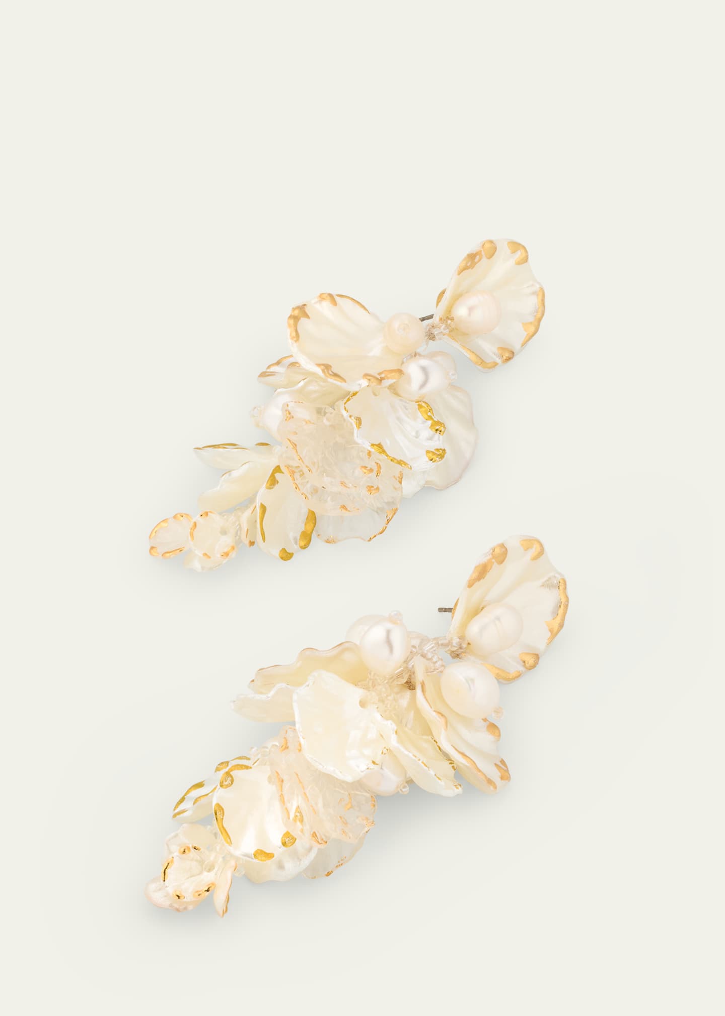 Oscar de la Renta Large Mixed Petal Drop Earrings Image 2 of 3