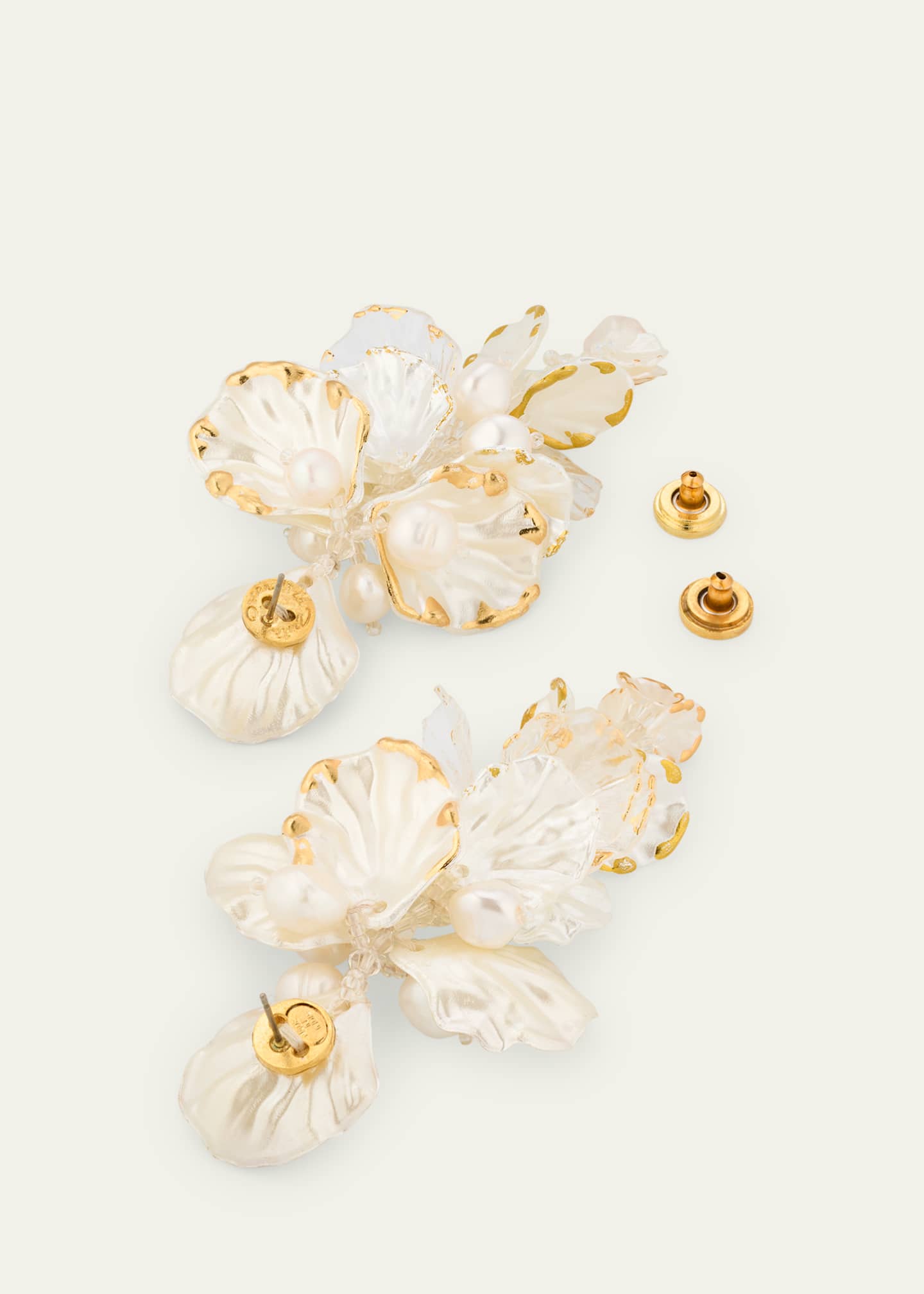 Oscar de la Renta Large Mixed Petal Drop Earrings Image 3 of 3