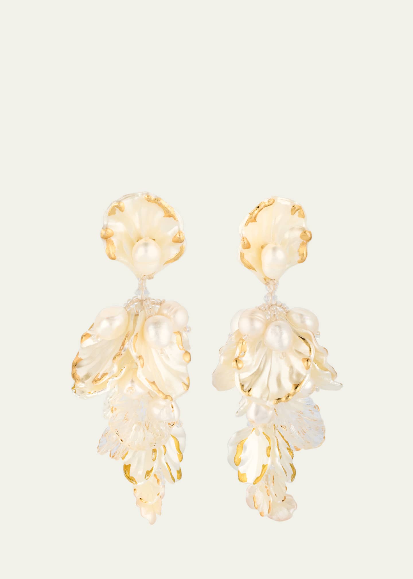Oscar de la Renta Large Mixed Petal Drop Earrings Image 1 of 3