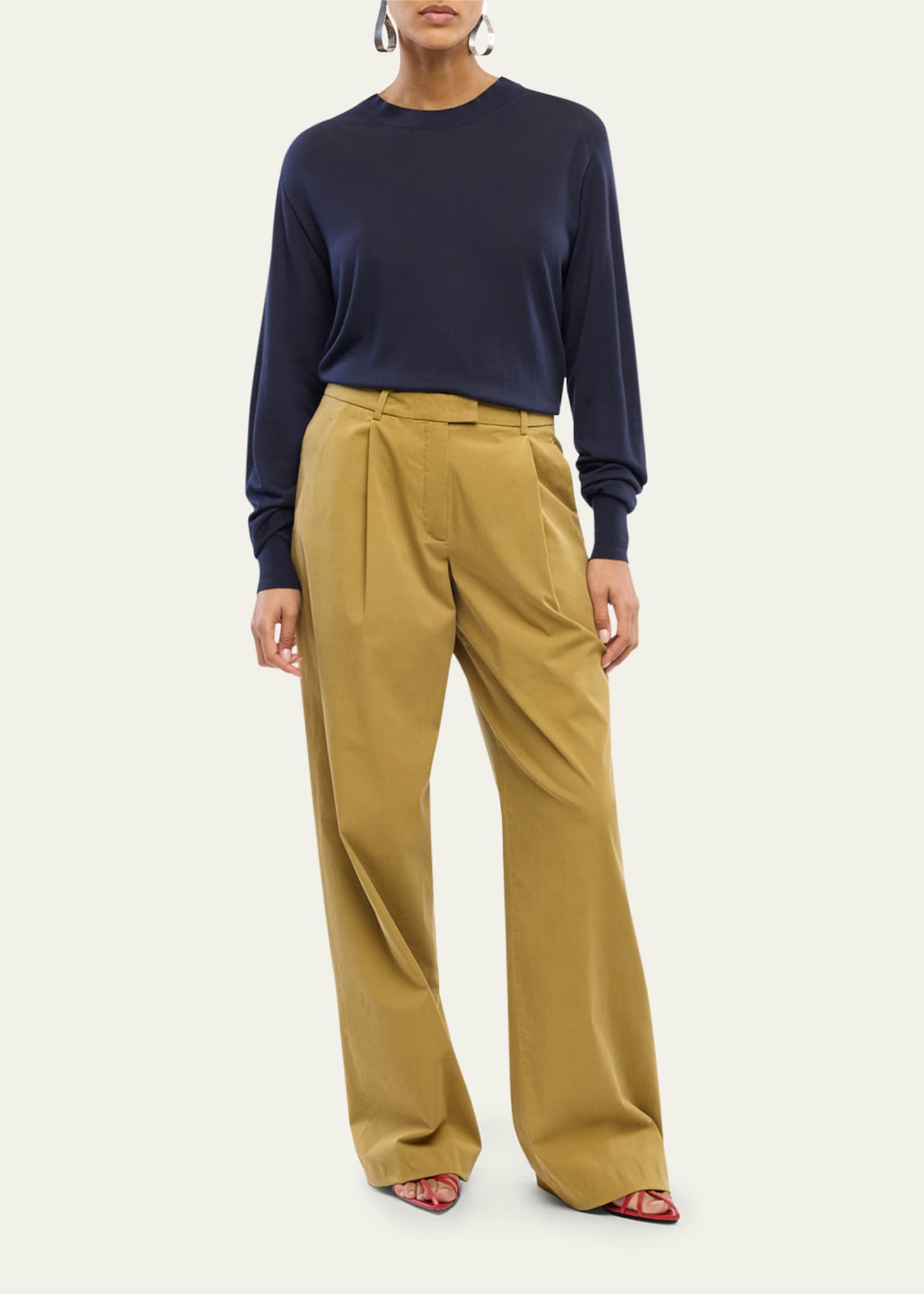 Another Tomorrow Featherweight Sheer Wool Sweater Image 2 of 5
