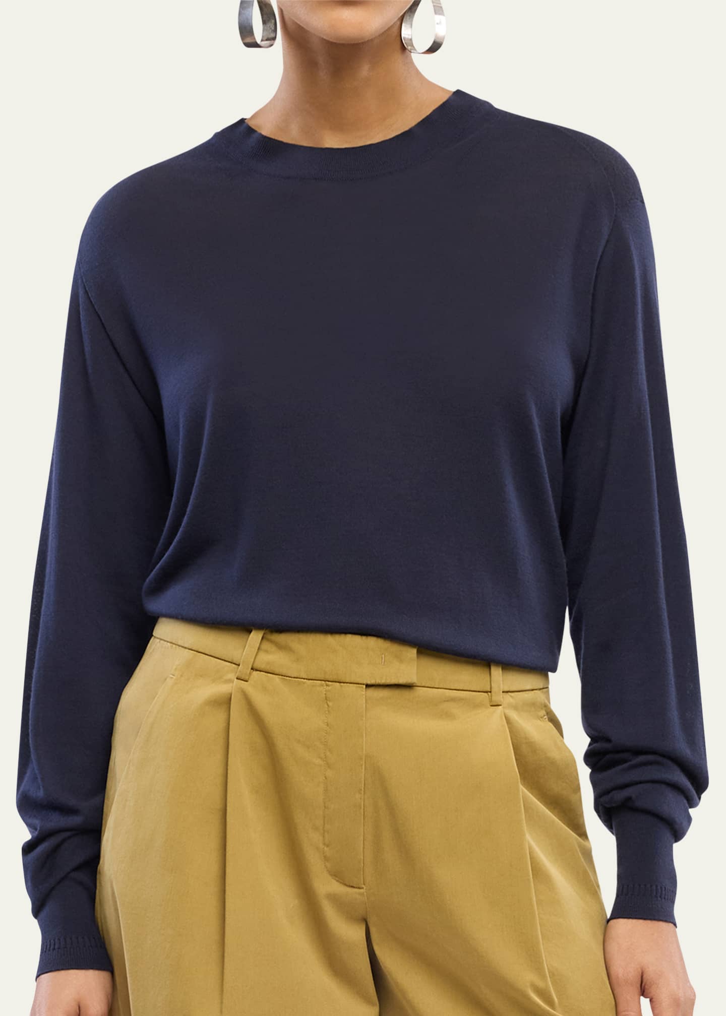 Another Tomorrow Featherweight Sheer Wool Sweater Image 4 of 5