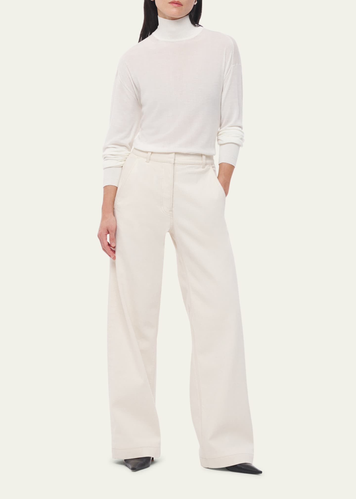 Another Tomorrow Carpenter Denim Wide Leg Pants Image 2 of 5