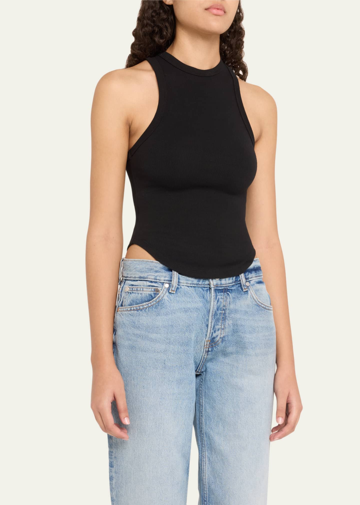 EB DENIM Curve Rib-Knit Tank Top Image 4 of 5