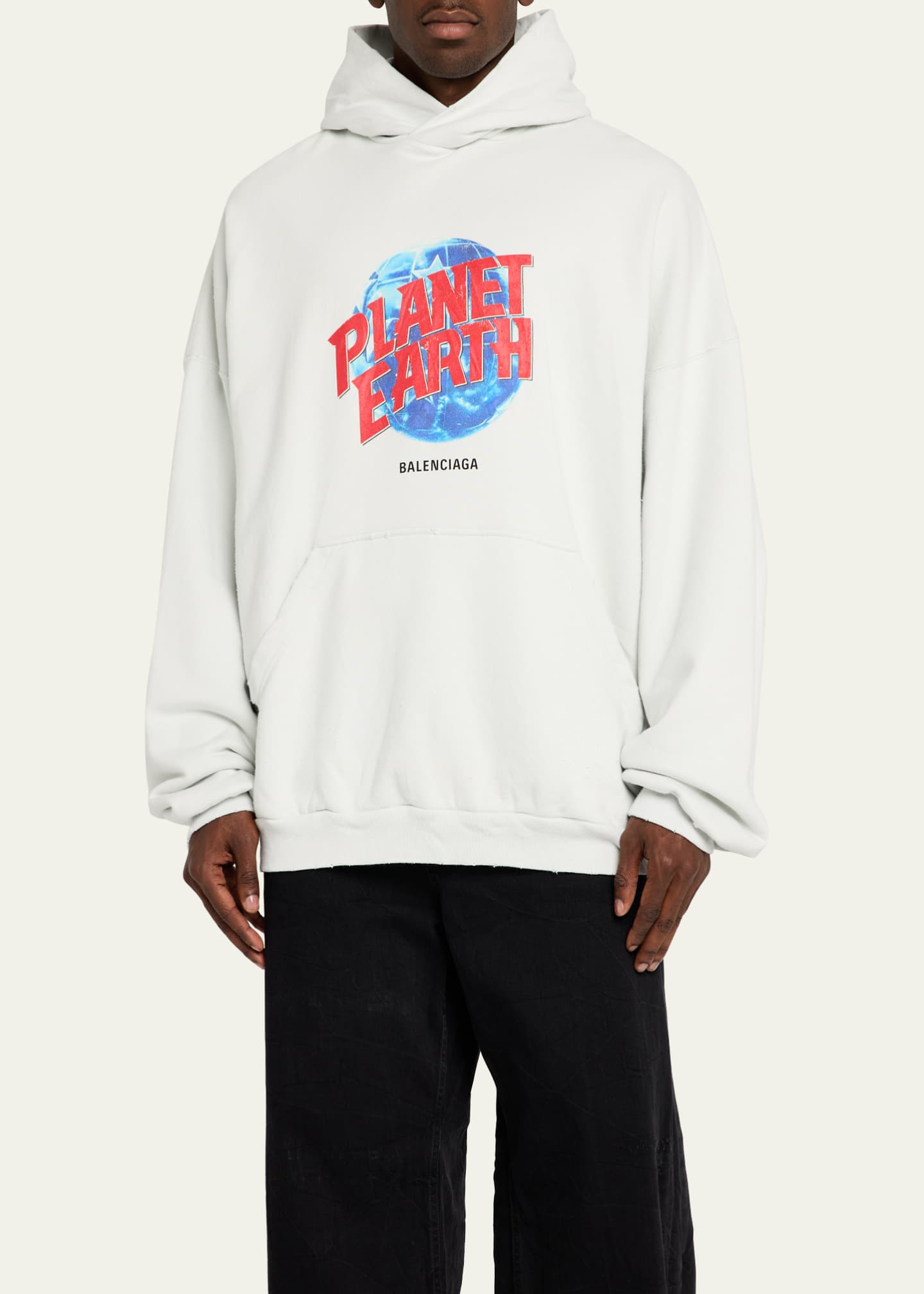 Balenciaga Men's Oversized Planet Earth Graphic Hoodie Image 4 of 5