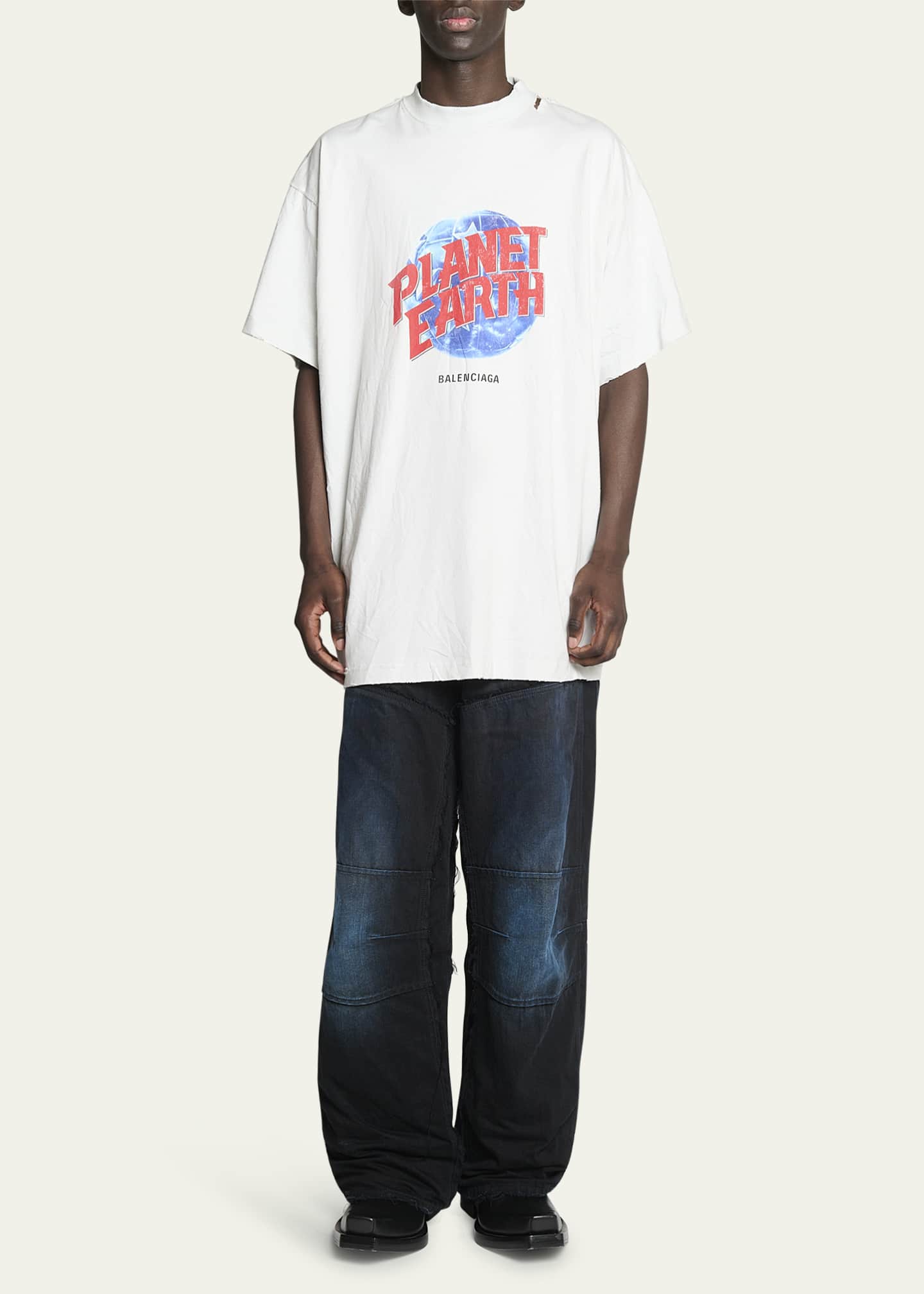 Balenciaga Men's Planet Earth Oversized T-Shirt Image 2 of 5