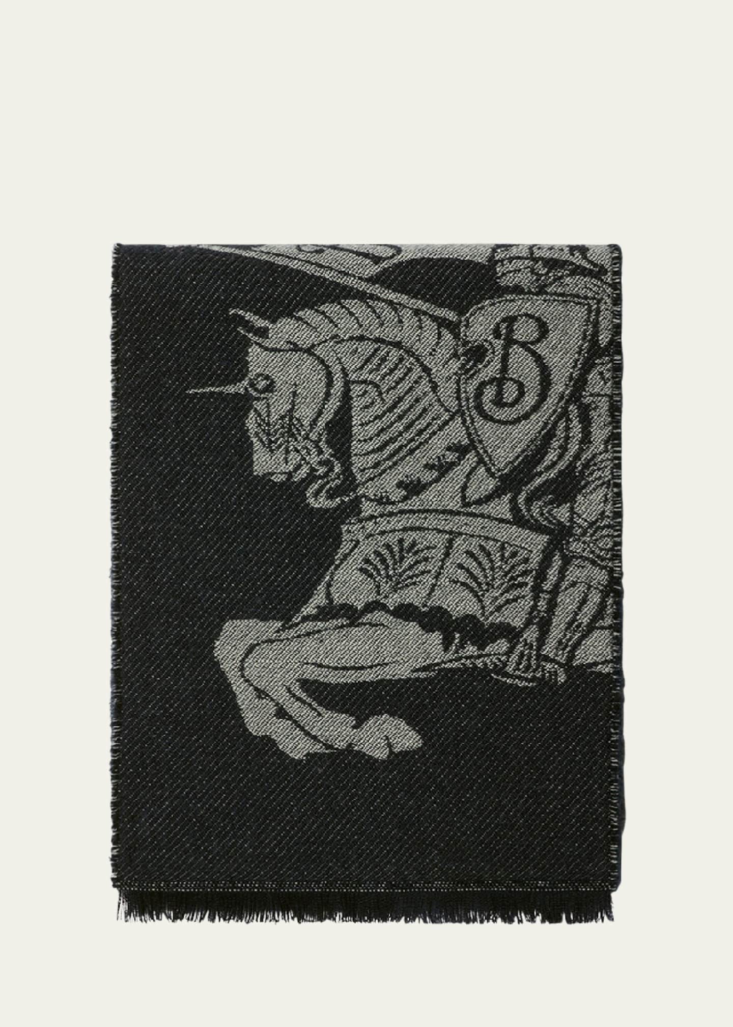 Burberry Equestrian Logo Wool Scarf Image 1 of 3